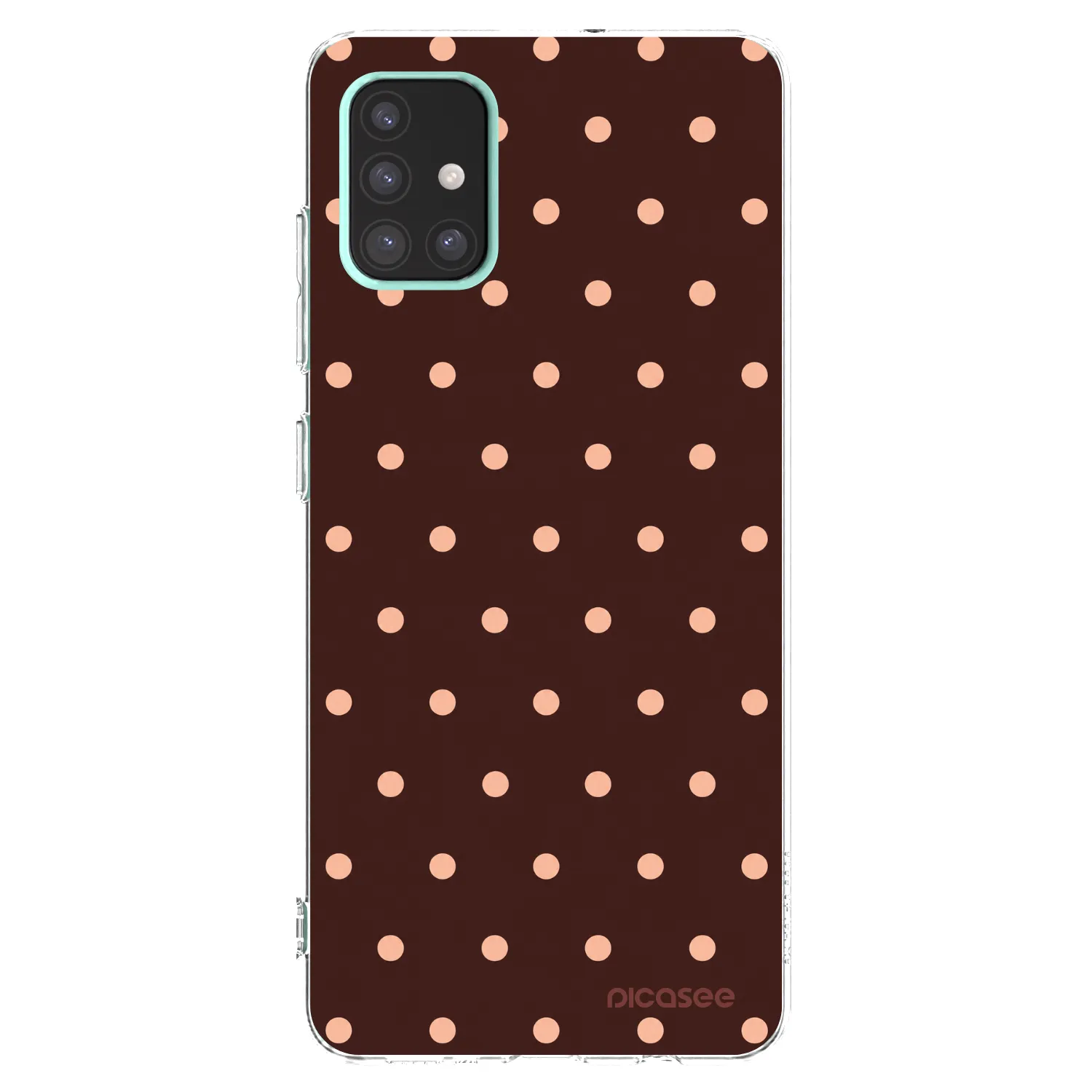 Picasee silikónový prehľadný obal pre Samsung Galaxy A51 A515F - Peach Dots & Chocolate