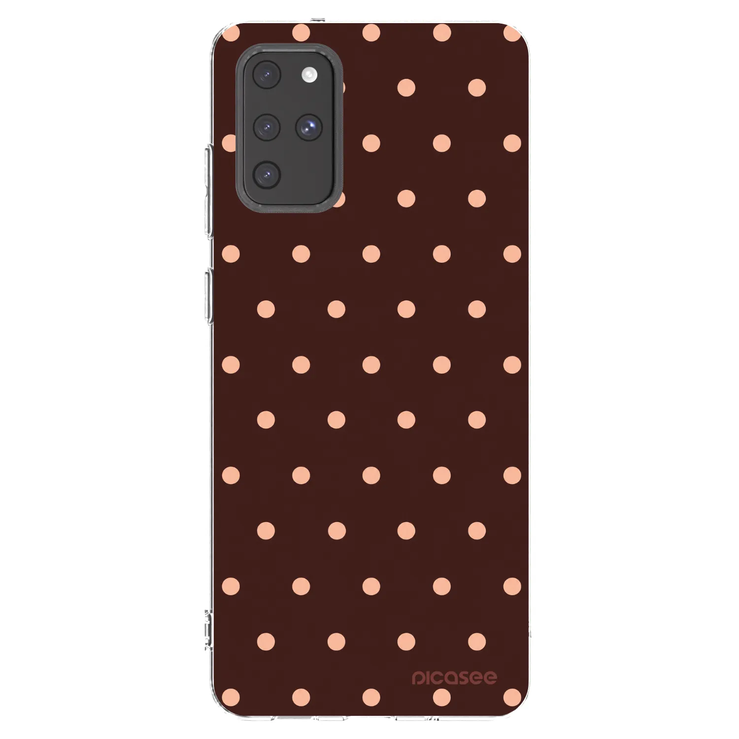 Picasee silikónový prehľadný obal pre Samsung Galaxy S20+ G985F - Peach Dots & Chocolate