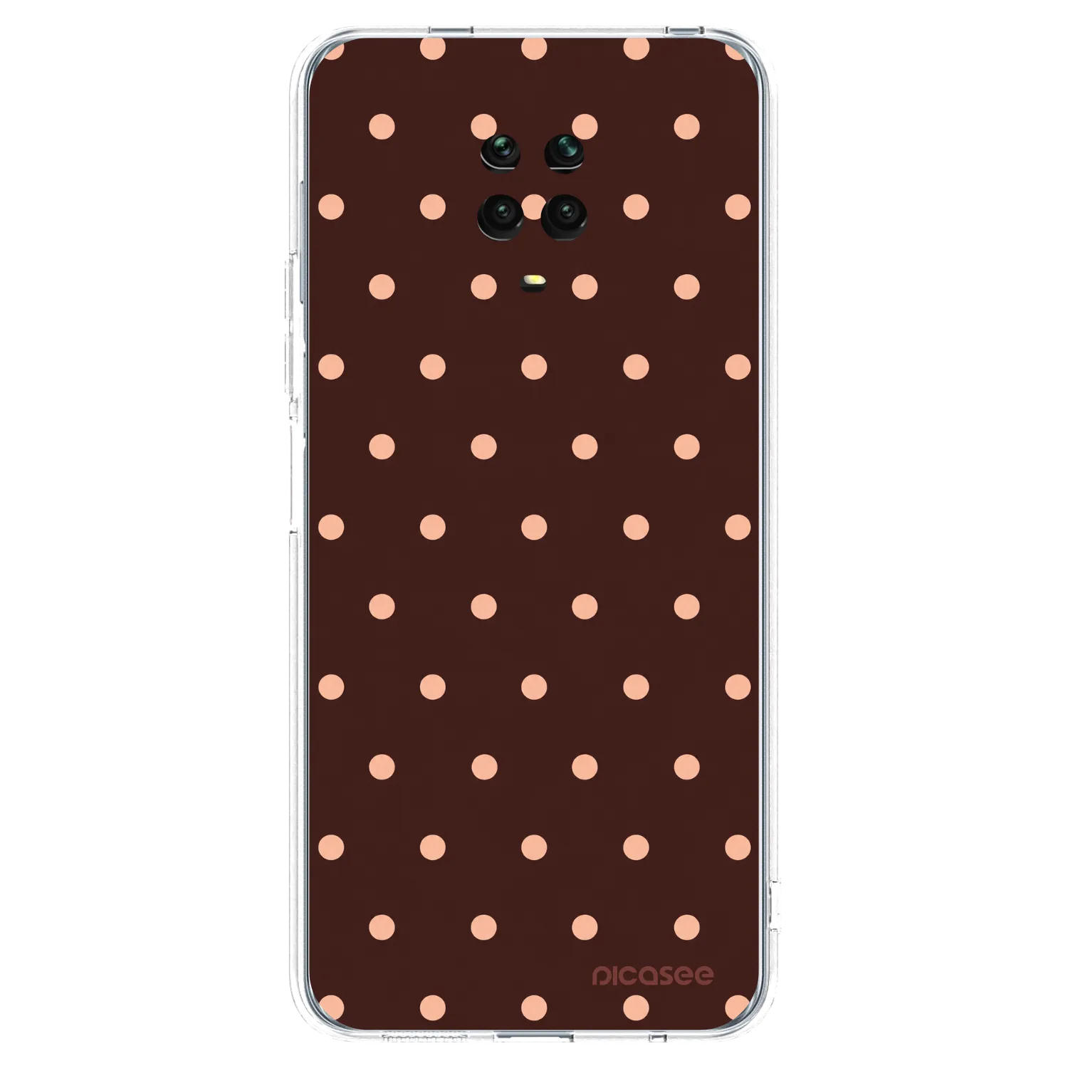 Picasee silikónový prehľadný obal pre Xiaomi Redmi Note 9S - Peach Dots & Chocolate