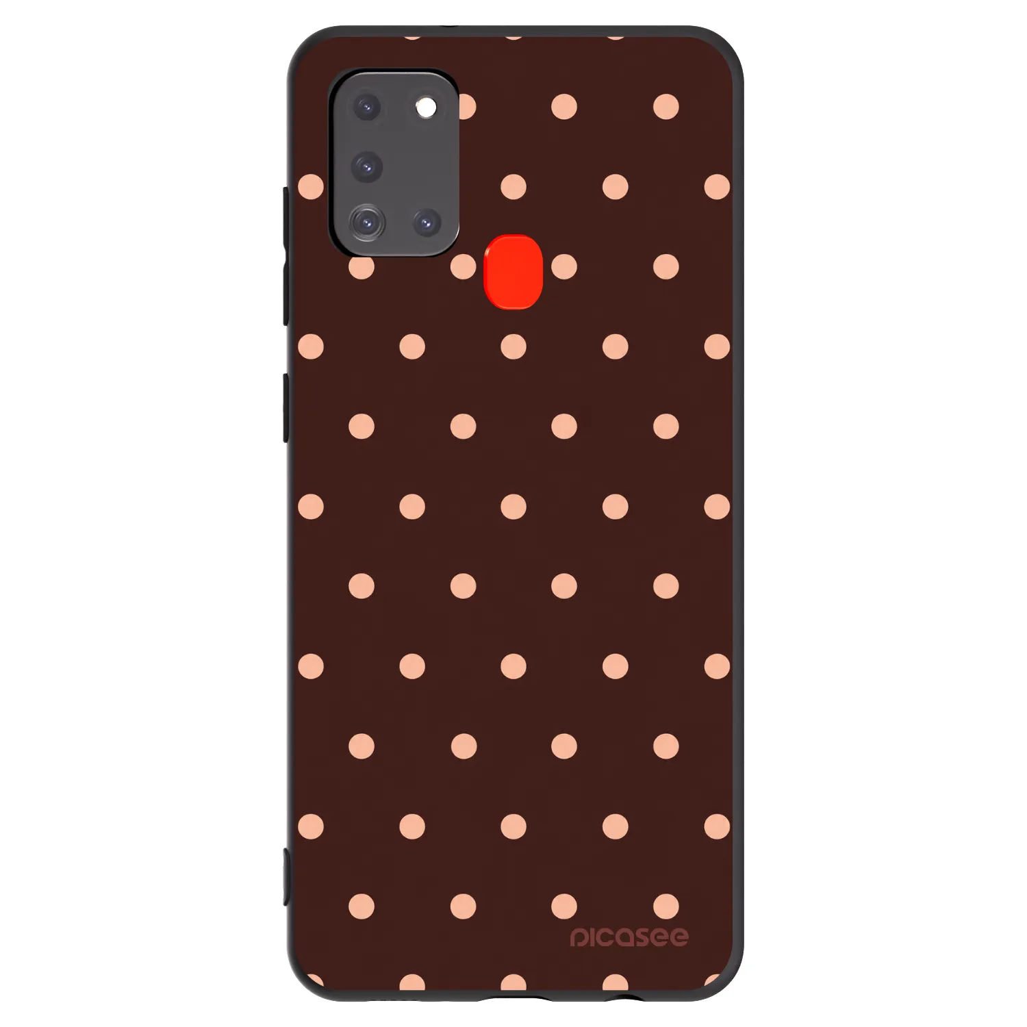 Picasee silikónový čierny obal pre Samsung Galaxy A21s - Peach Dots & Chocolate