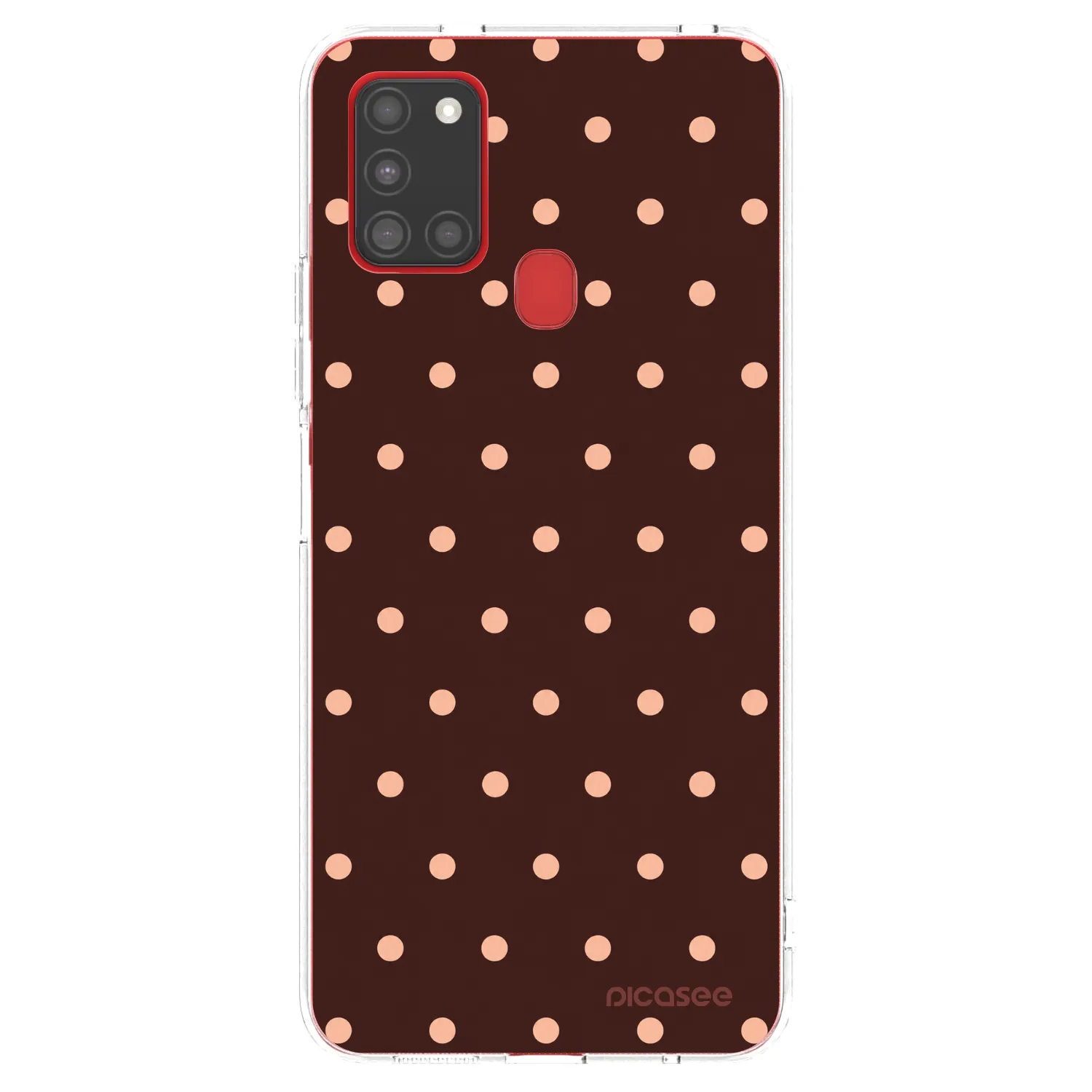 Picasee silikónový prehľadný obal pre Samsung Galaxy A21s - Peach Dots & Chocolate