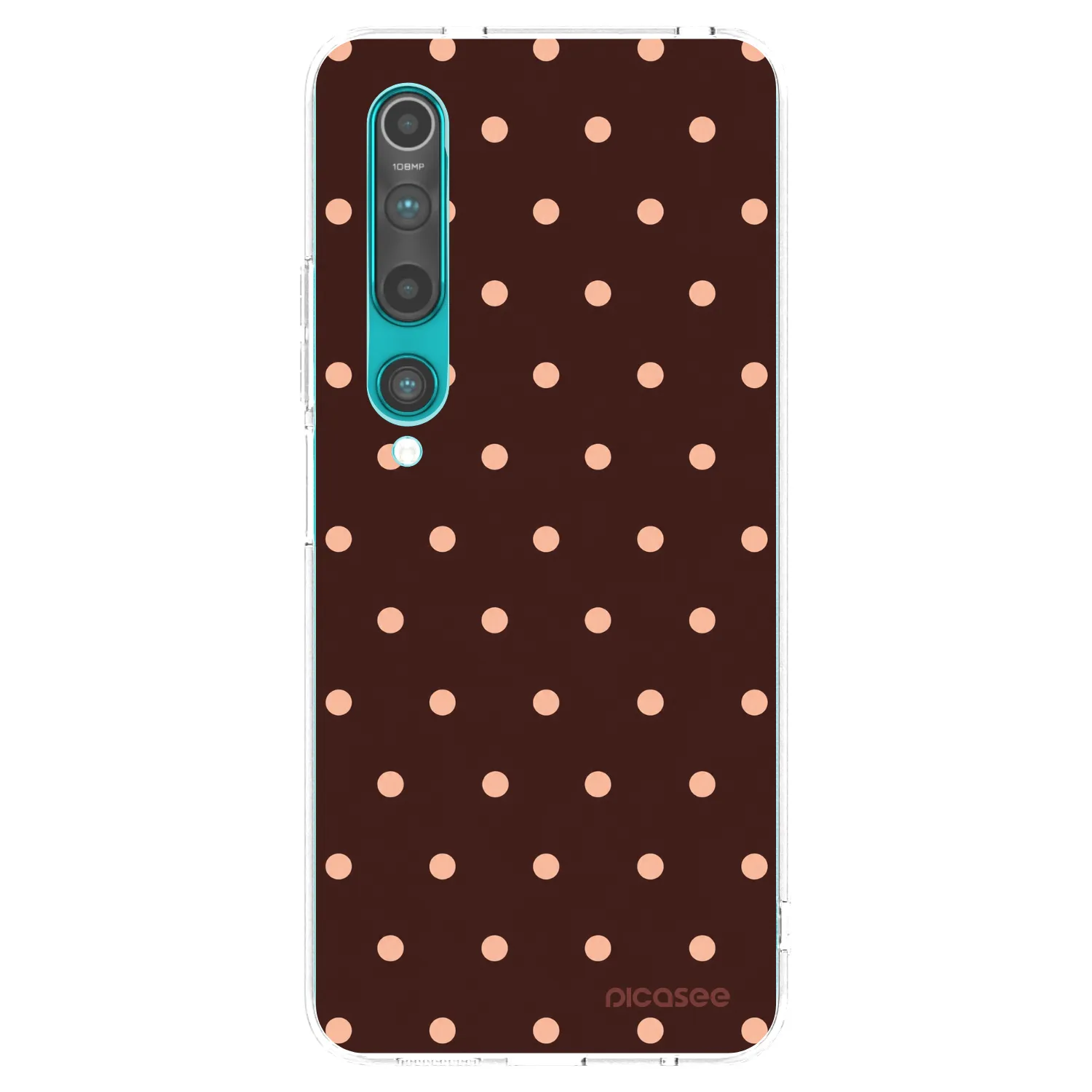 Picasee silikónový prehľadný obal pre Xiaomi Mi 10 - Peach Dots & Chocolate