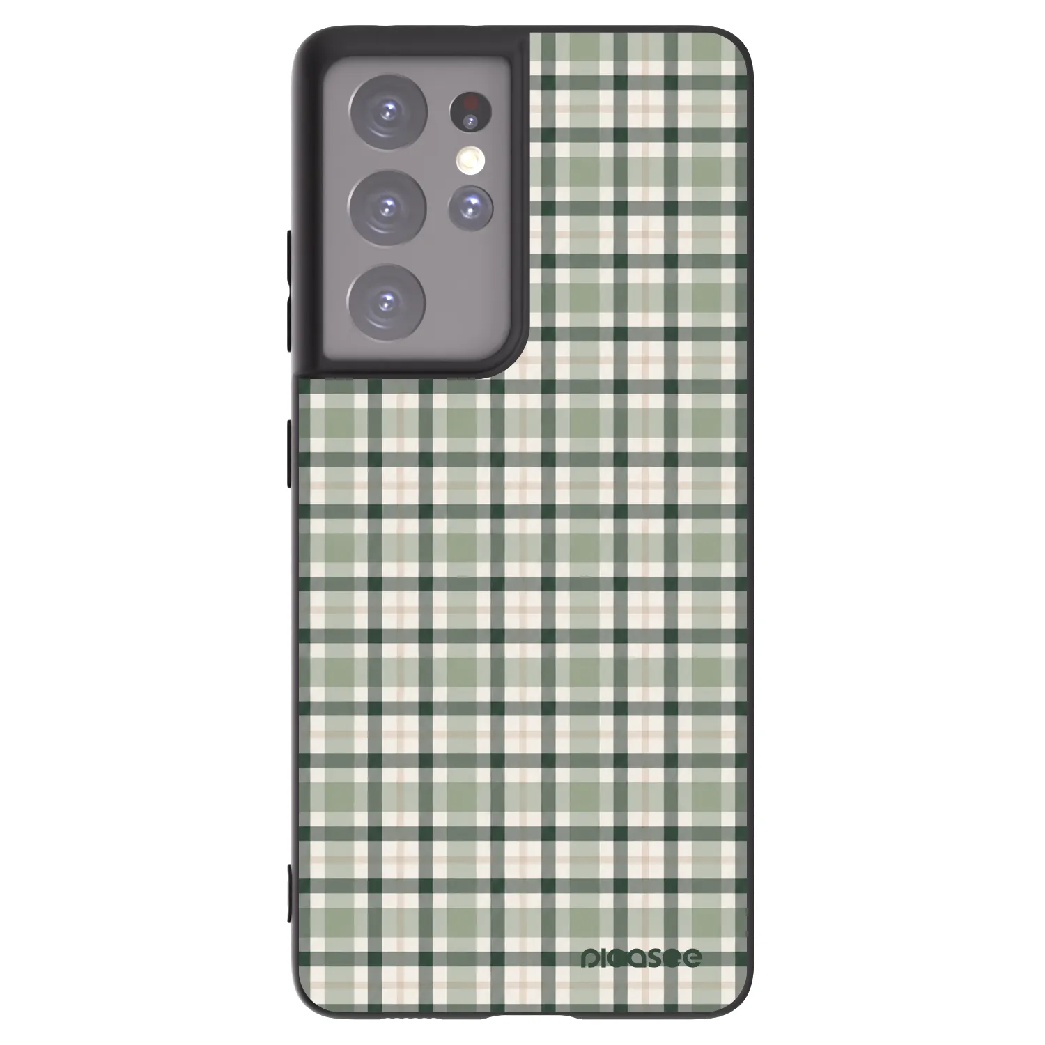 Picasee silikónový čierny obal pre Samsung Galaxy S21 Ultra 5G G998B - Sage Tartan