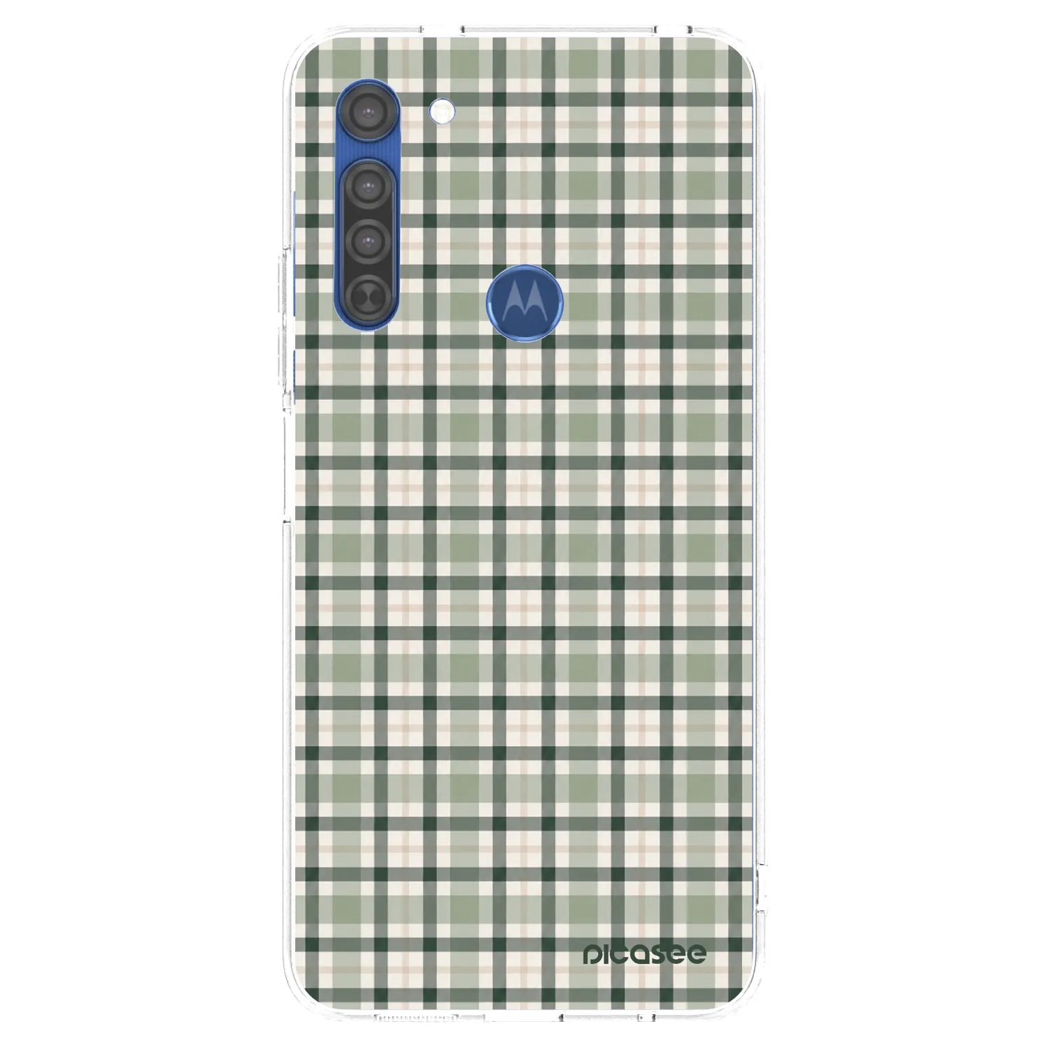 Picasee silikónový prehľadný obal pre Motorola Moto G8 - Sage Tartan