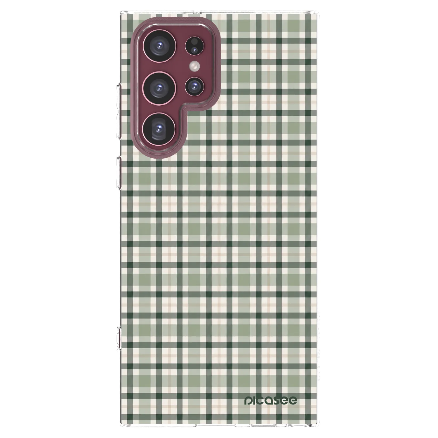 Picasee silikónový prehľadný obal pre Samsung Galaxy S22 Ultra 5G - Sage Tartan