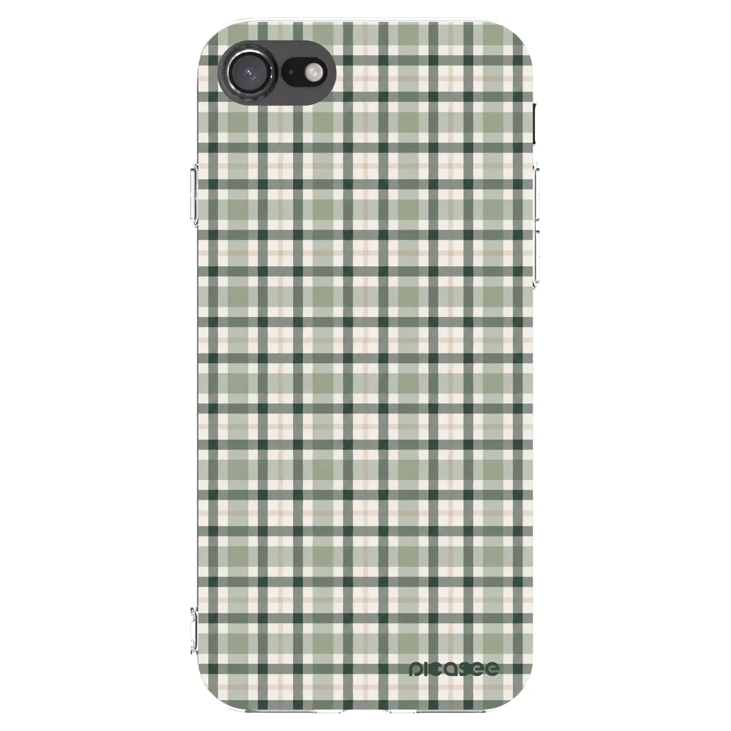 Picasee silikónový prehľadný obal pre Apple iPhone SE 2022 - Sage Tartan