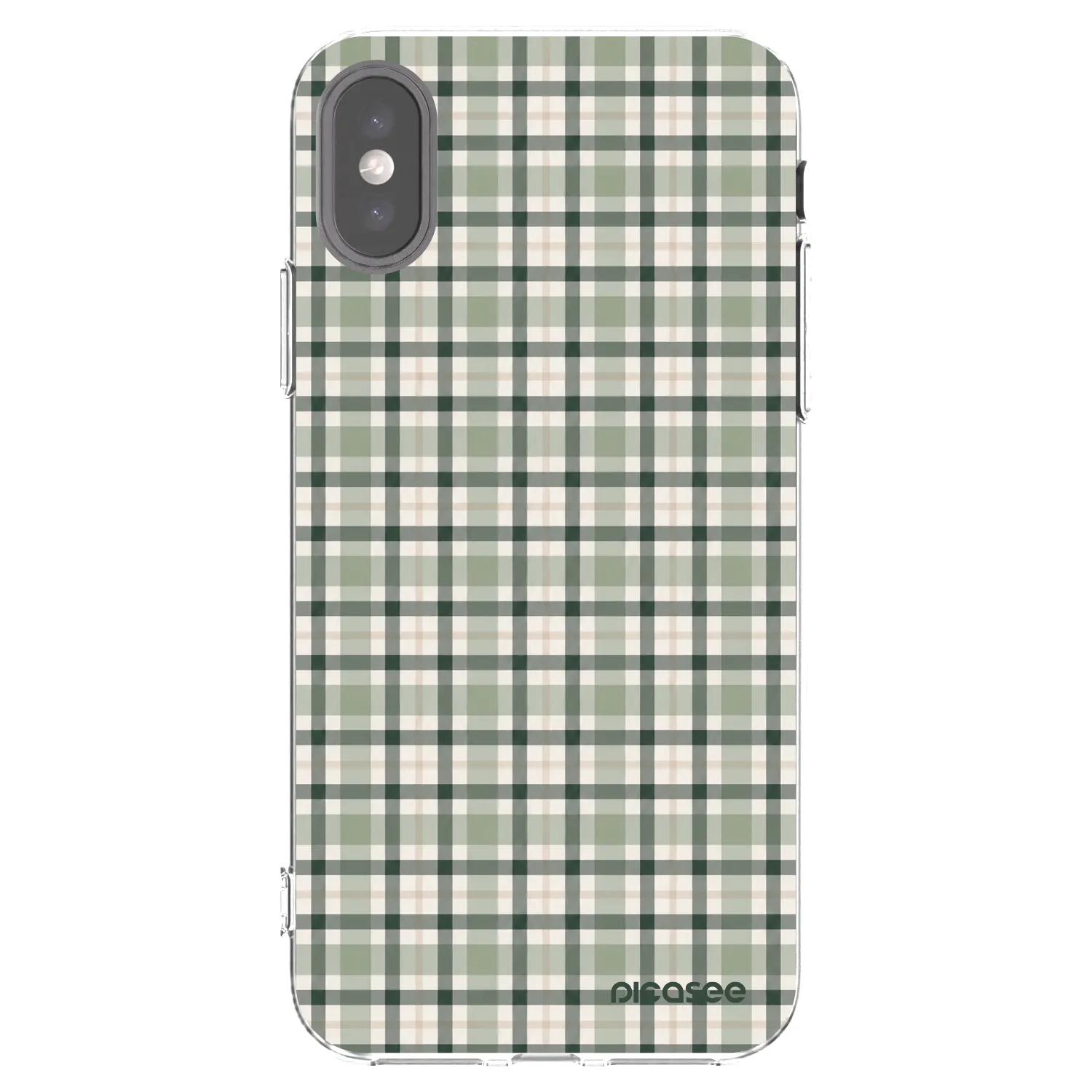 Picasee silikónový prehľadný obal pre Apple iPhone X/XS - Sage Tartan