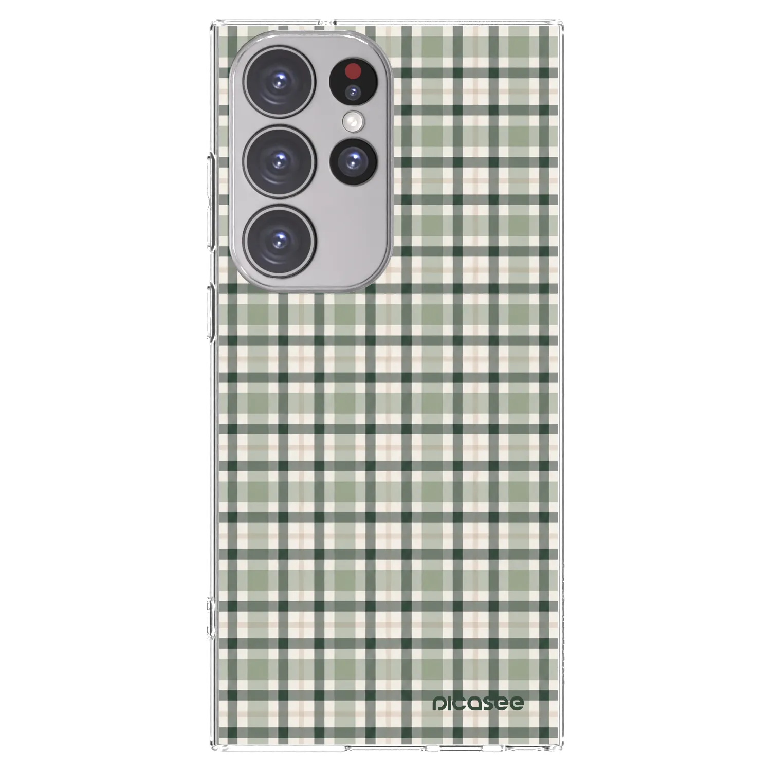 Picasee silikónový prehľadný obal pre Samsung Galaxy S23 Ultra 5G - Sage Tartan
