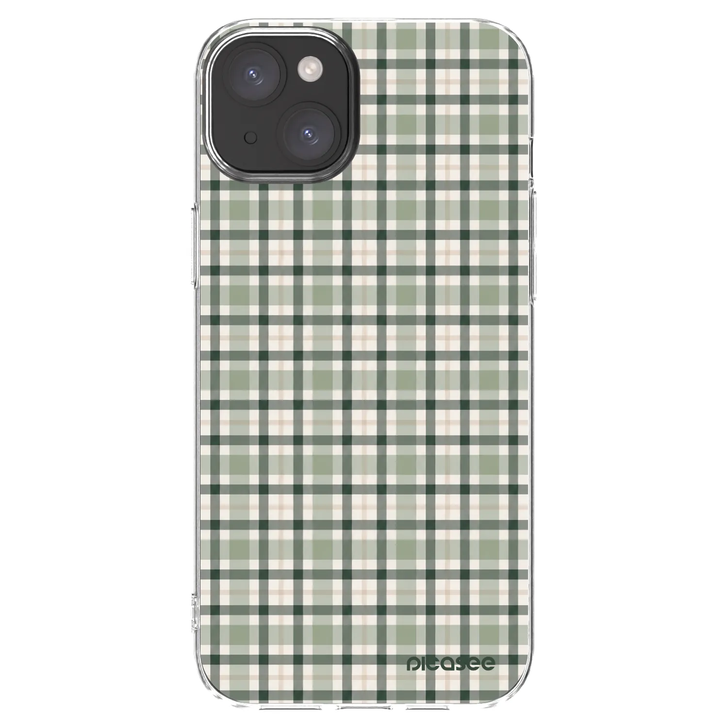 Picasee silikónový prehľadný obal pre Apple iPhone 15 Plus - Sage Tartan