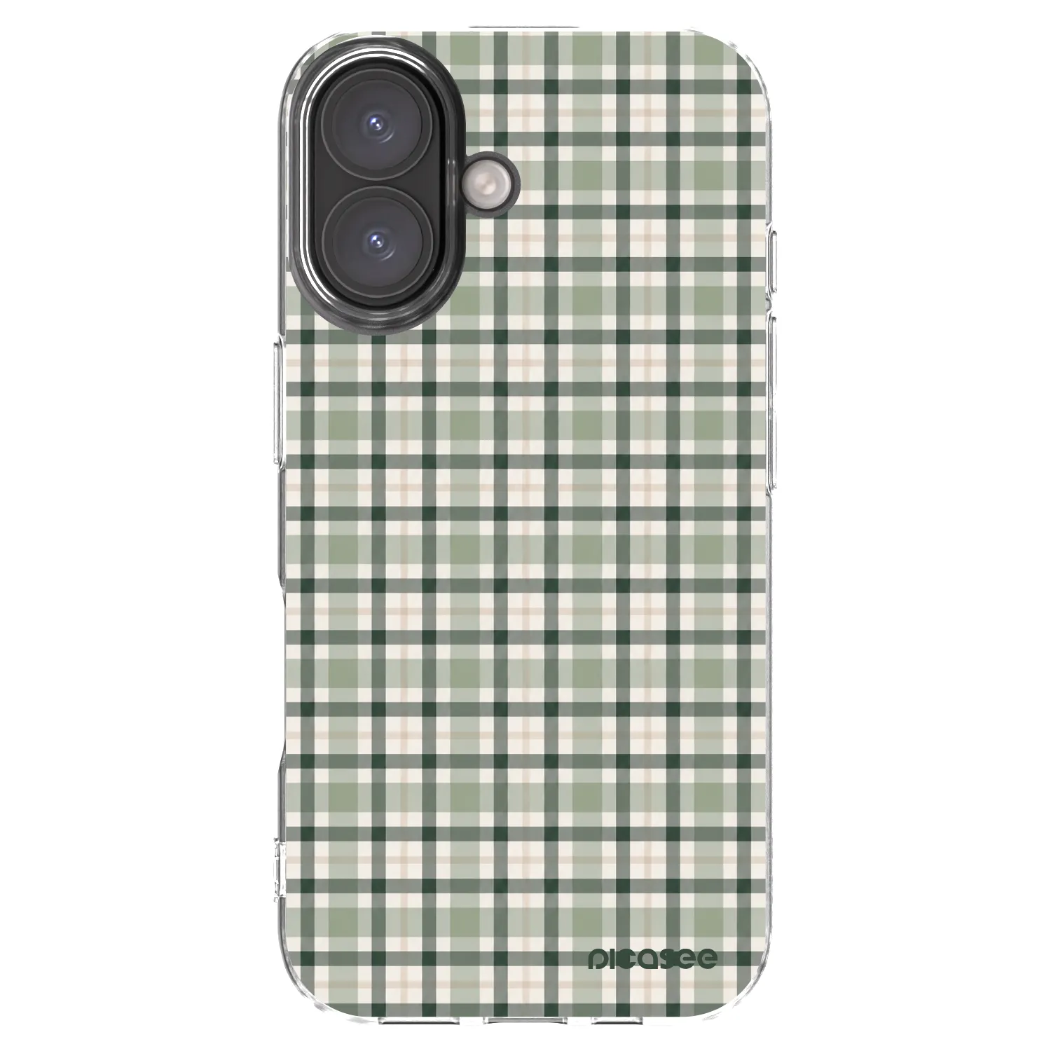 Picasee silikónový prehľadný obal pre Apple iPhone 16 - Sage Tartan