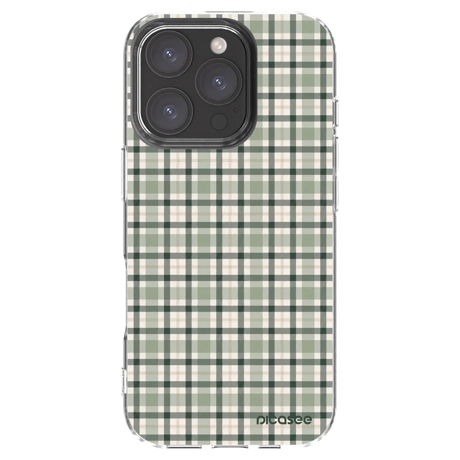 Picasee silikónový prehľadný obal pre Apple iPhone 16 Pro - Sage Tartan