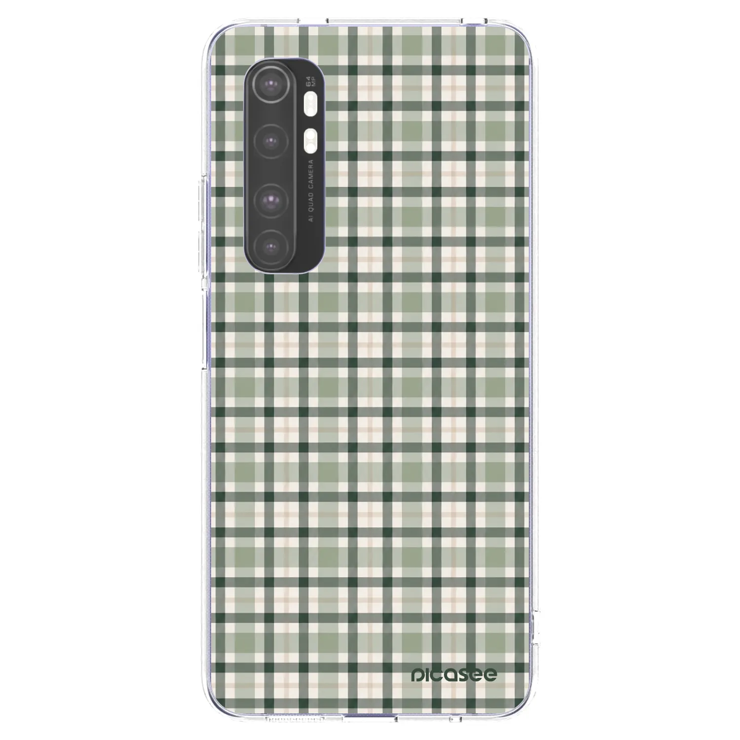 Picasee silikónový prehľadný obal pre Xiaomi Mi Note 10 Lite - Sage Tartan