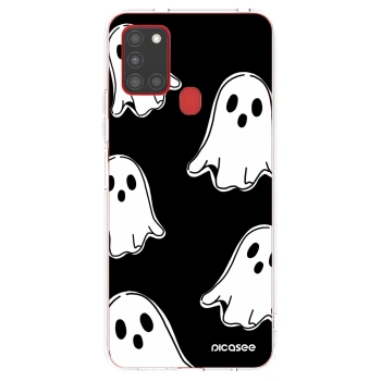 Picasee silikónový prehľadný obal pre Samsung Galaxy A21s - Black ghosts