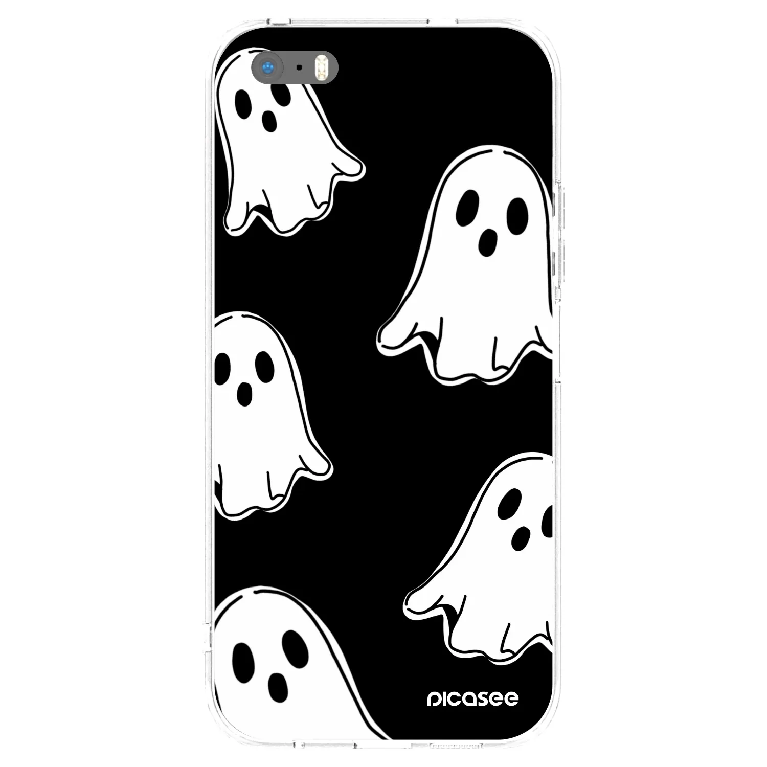 Picasee silikónový prehľadný obal pre Apple iPhone 5/5S/SE - Black ghosts