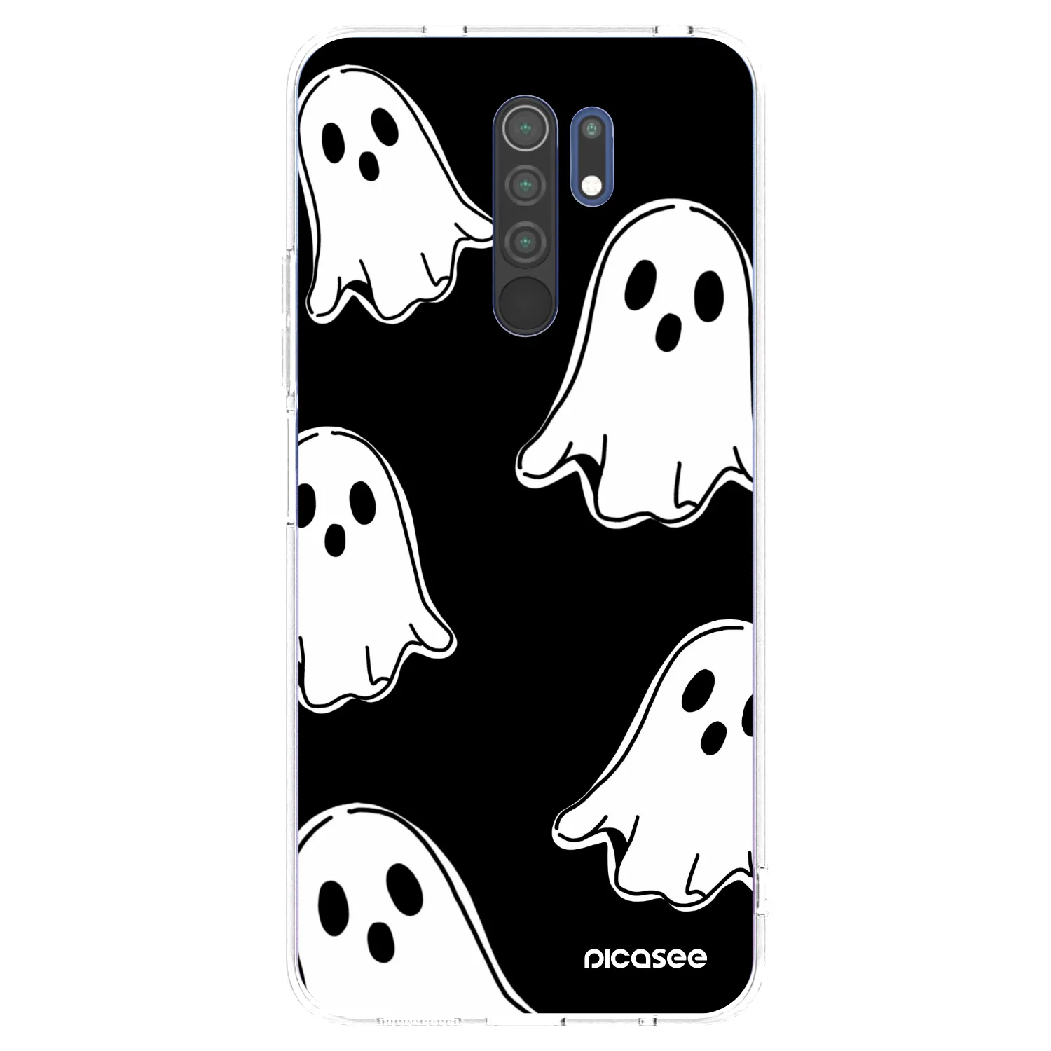 Picasee silikónový prehľadný obal pre Xiaomi Redmi 9 - Black ghosts