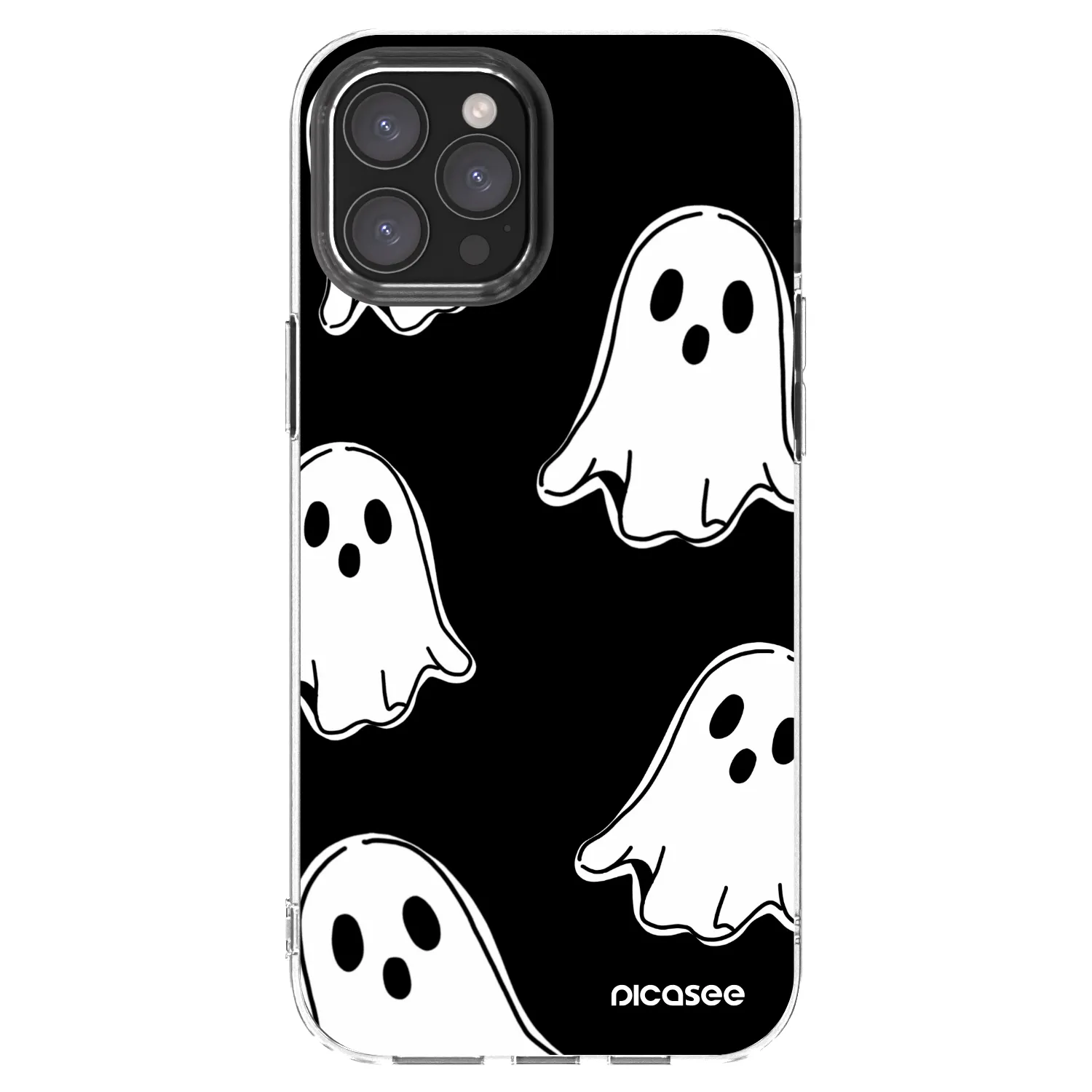 Picasee silikónový prehľadný obal pre Apple iPhone 12 Pro Max - Black ghosts