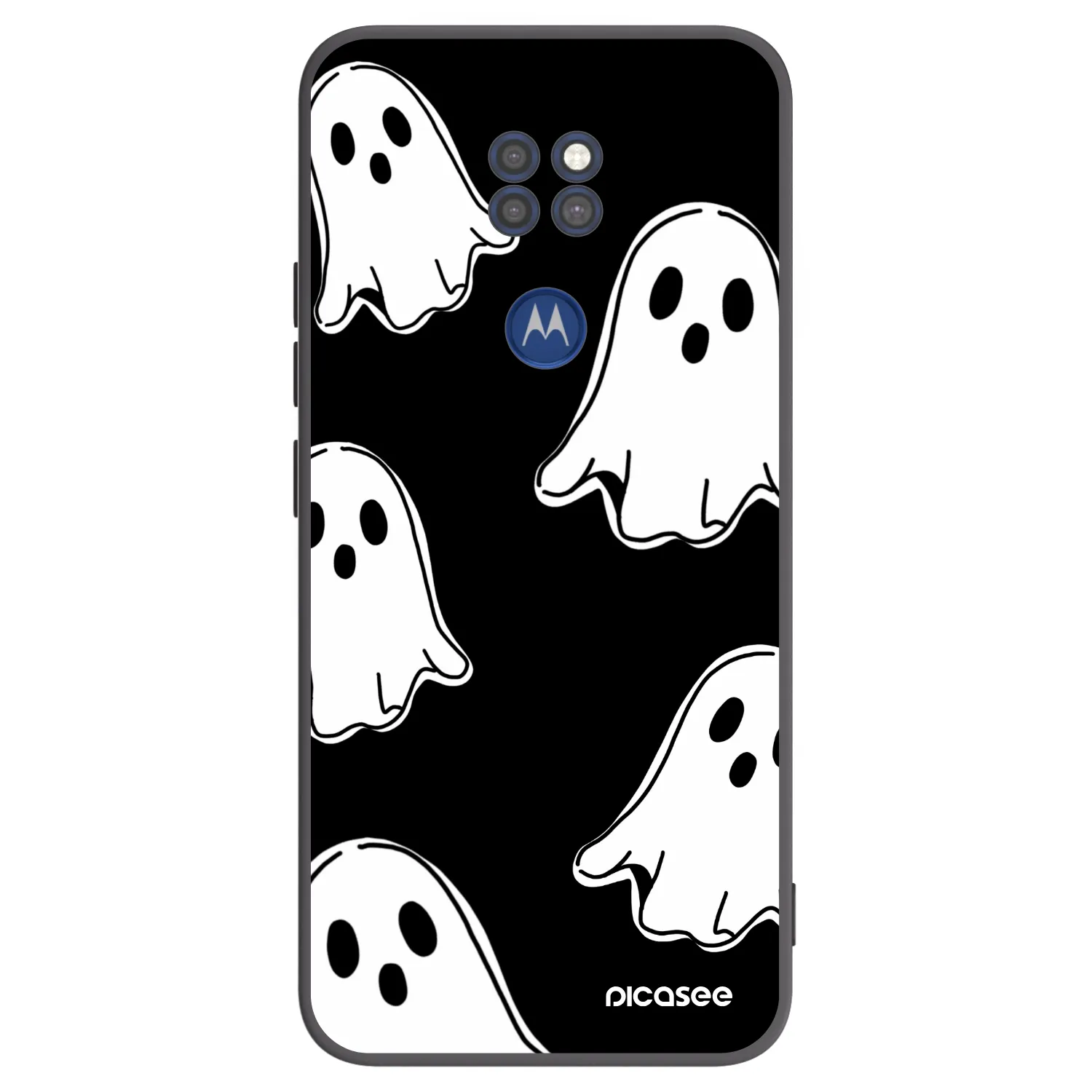 Picasee silikónový čierny obal pre Motorola Moto G9 Play - Black ghosts