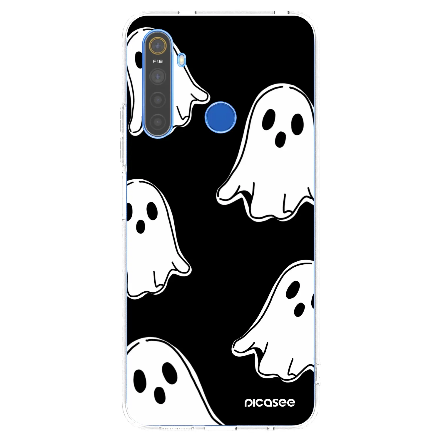 Picasee silikónový prehľadný obal pre Realme 5 - Black ghosts
