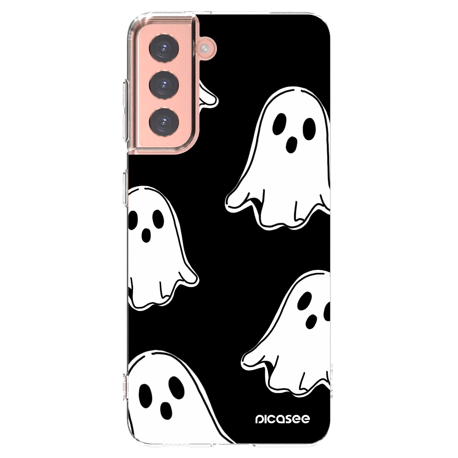 Picasee silikónový prehľadný obal pre Samsung Galaxy S21 5G G991B - Black ghosts