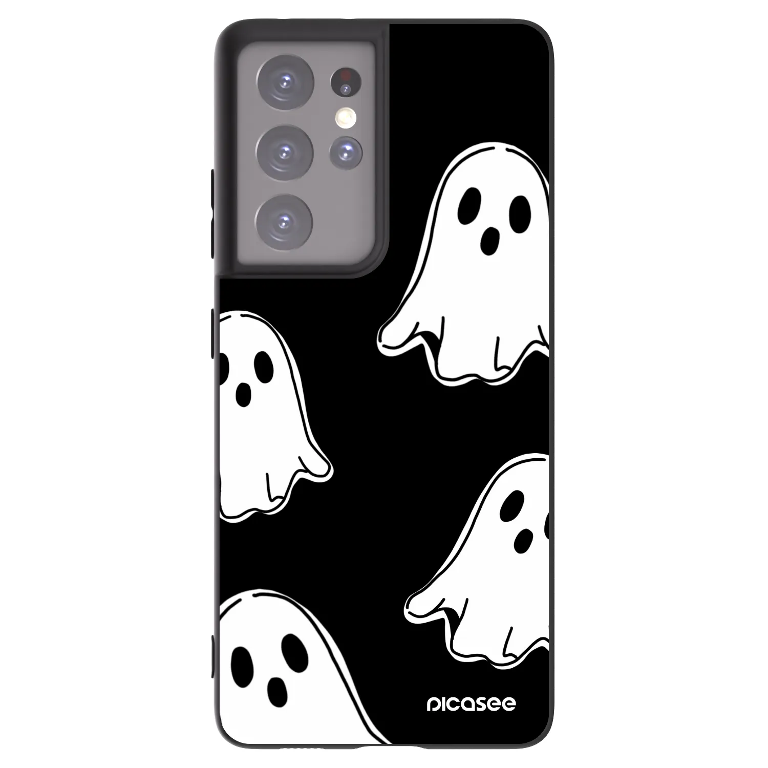 Picasee silikónový čierny obal pre Samsung Galaxy S21 Ultra 5G G998B - Black ghosts