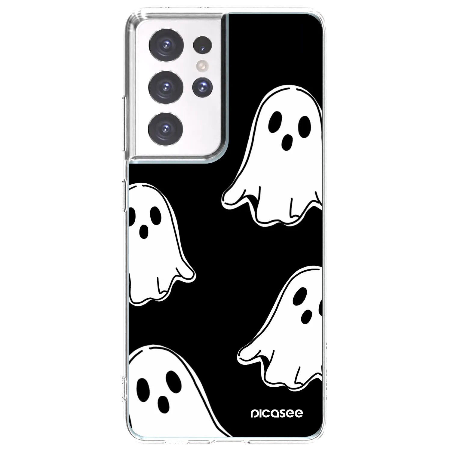 Picasee silikónový prehľadný obal pre Samsung Galaxy S21 Ultra 5G G998B - Black ghosts