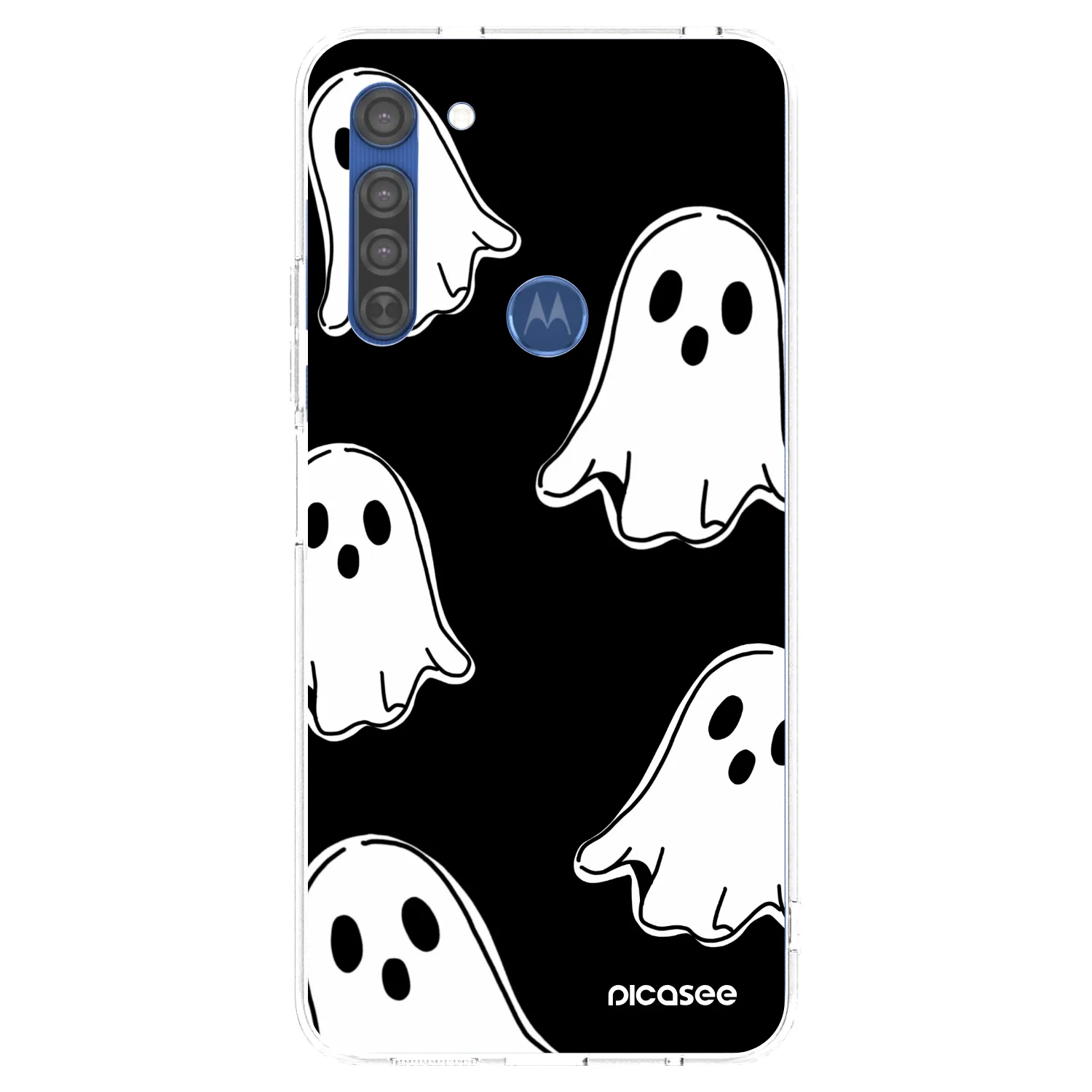 Picasee silikónový prehľadný obal pre Motorola Moto G8 - Black ghosts