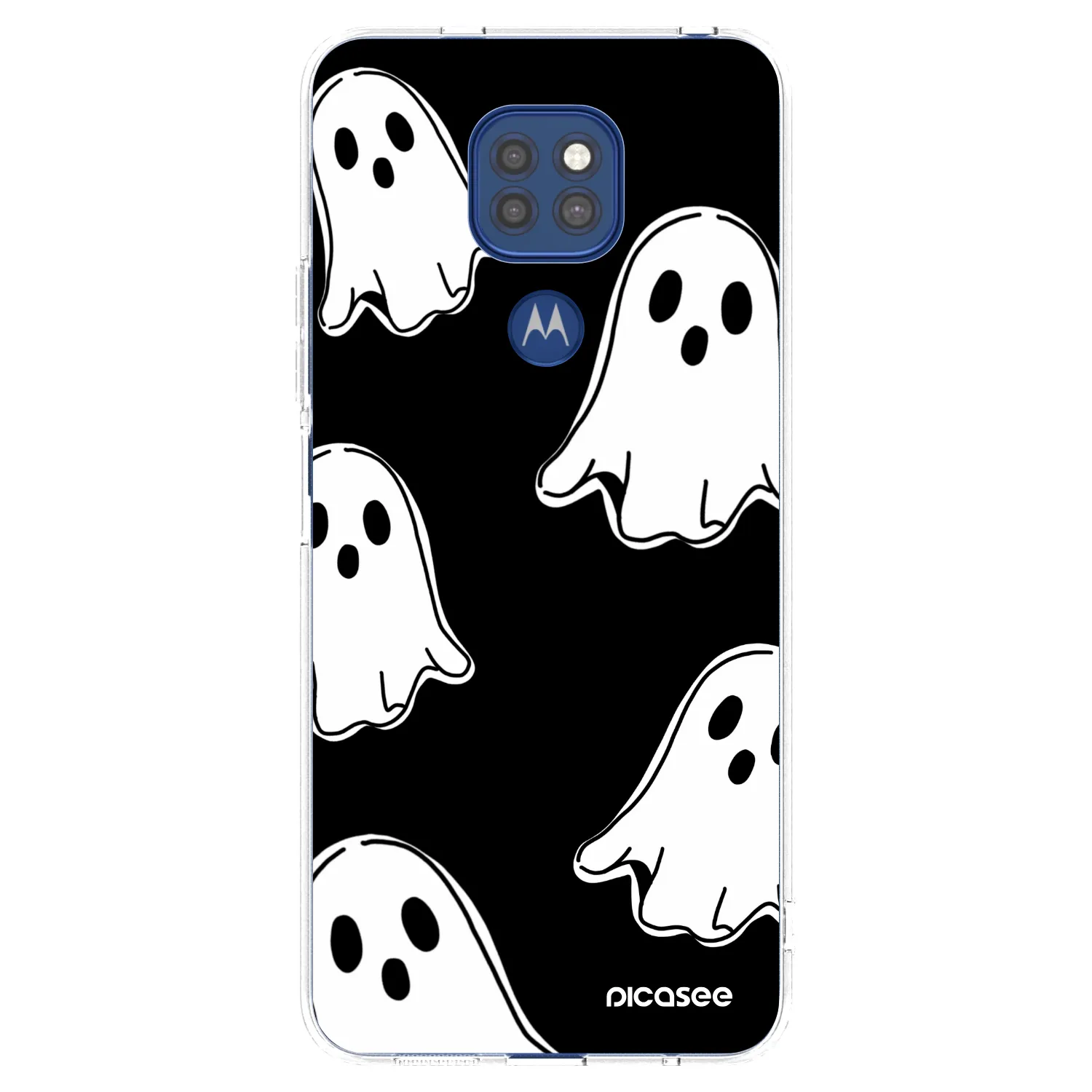 Picasee silikónový prehľadný obal pre Motorola Moto G9 Play - Black ghosts