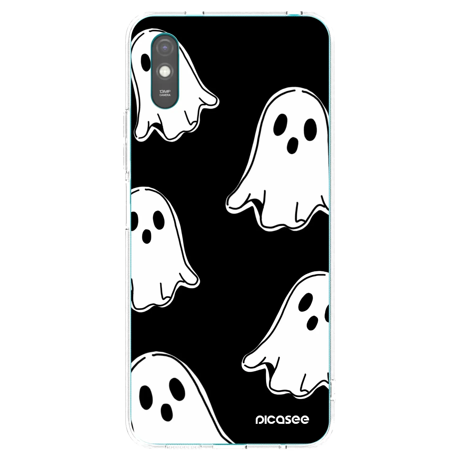 Picasee silikónový prehľadný obal pre Xiaomi Redmi 9AT - Black ghosts