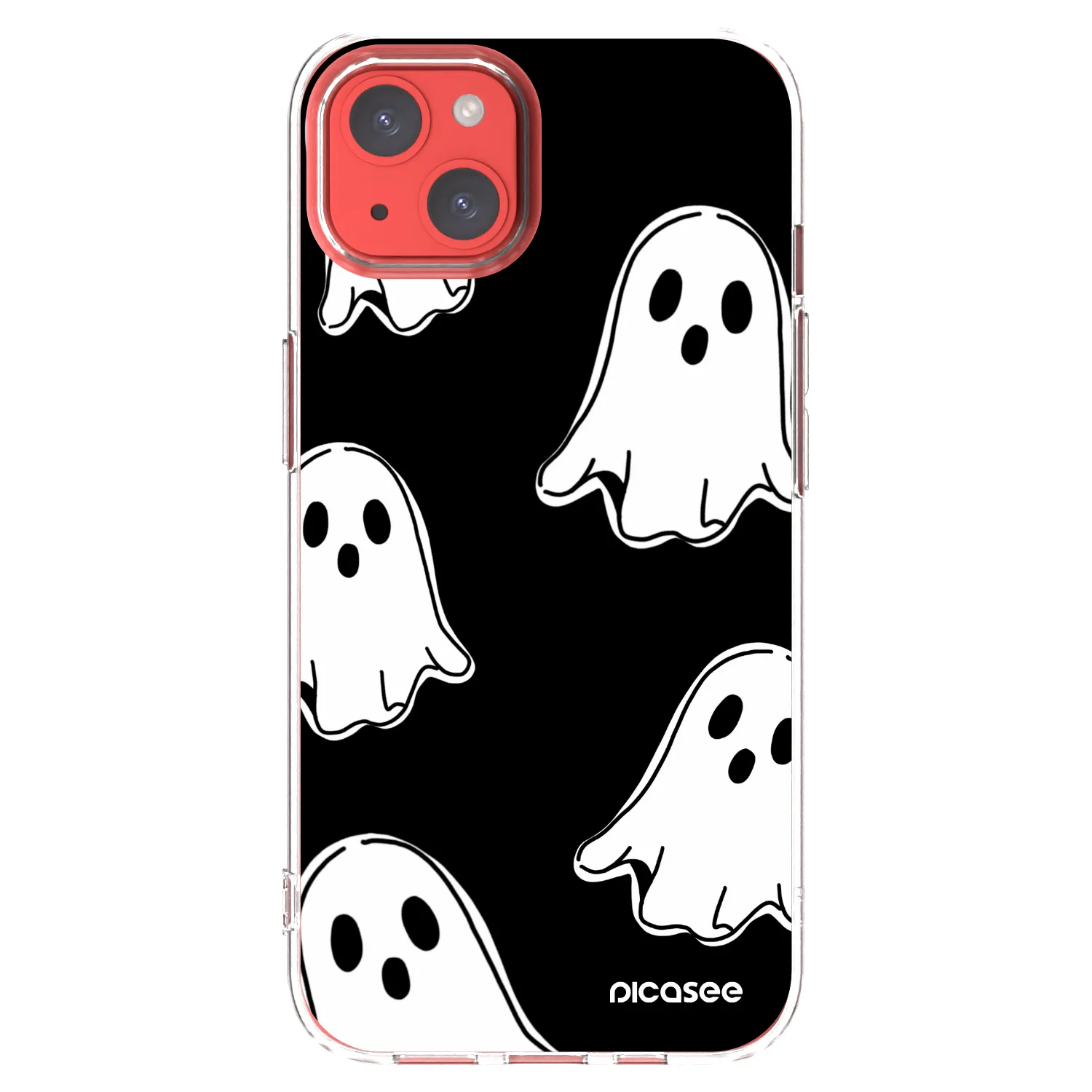 Picasee silikónový prehľadný obal pre Apple iPhone 13 - Black ghosts
