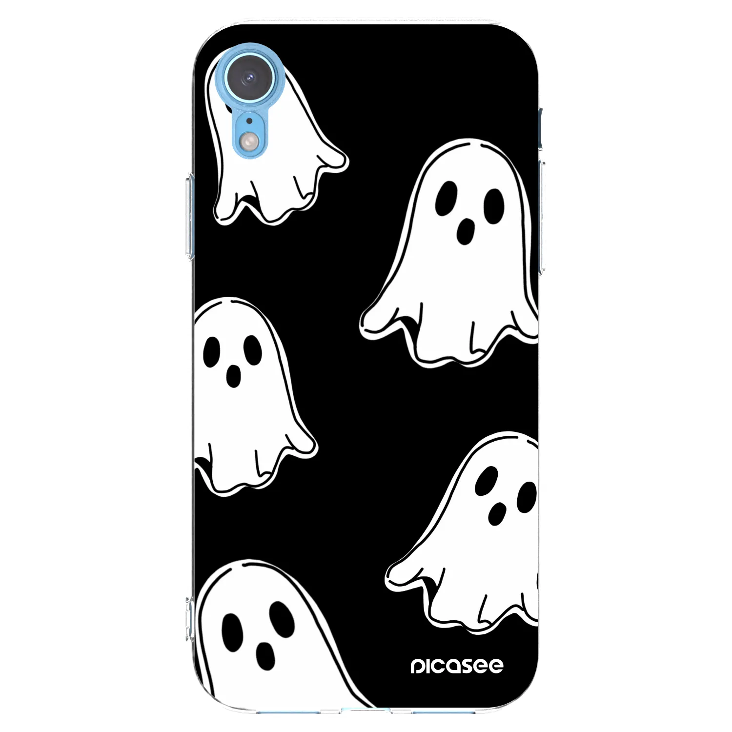 Picasee silikónový prehľadný obal pre Apple iPhone XR - Black ghosts