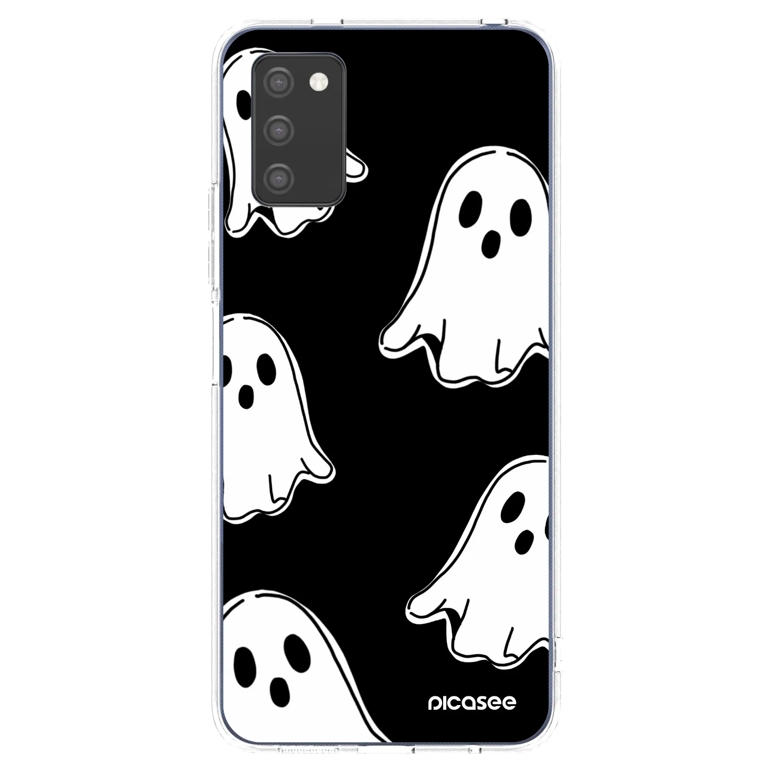 Picasee silikónový prehľadný obal pre Samsung Galaxy A03s A037G - Black ghosts