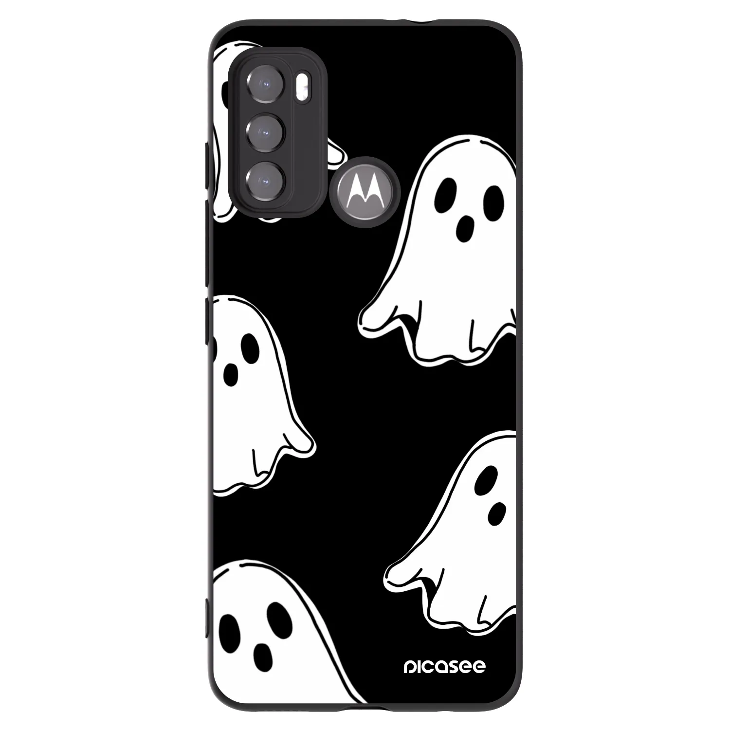 Picasee silikónový čierny obal pre Motorola Moto G60 - Black ghosts