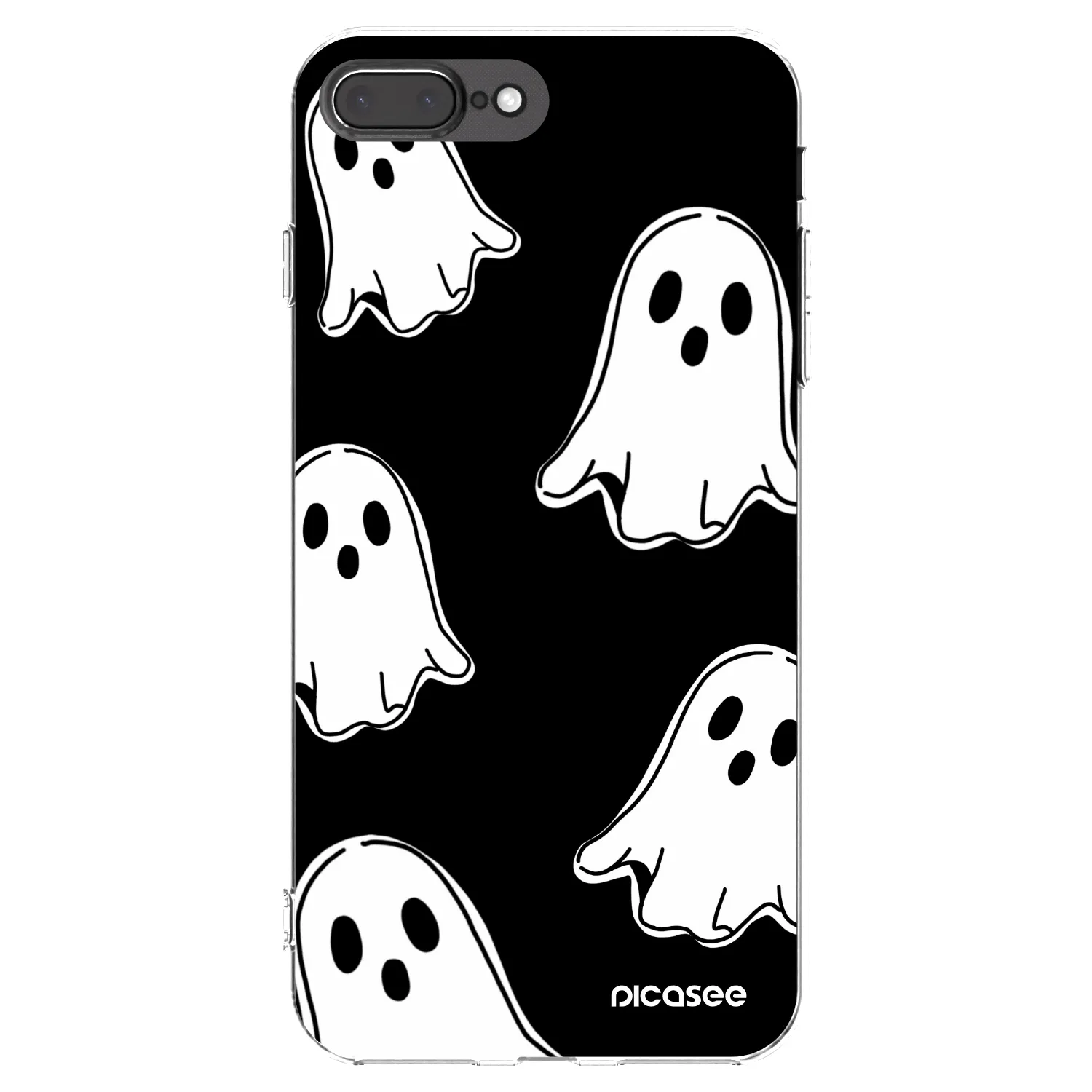 Picasee silikónový prehľadný obal pre Apple iPhone 8 Plus - Black ghosts