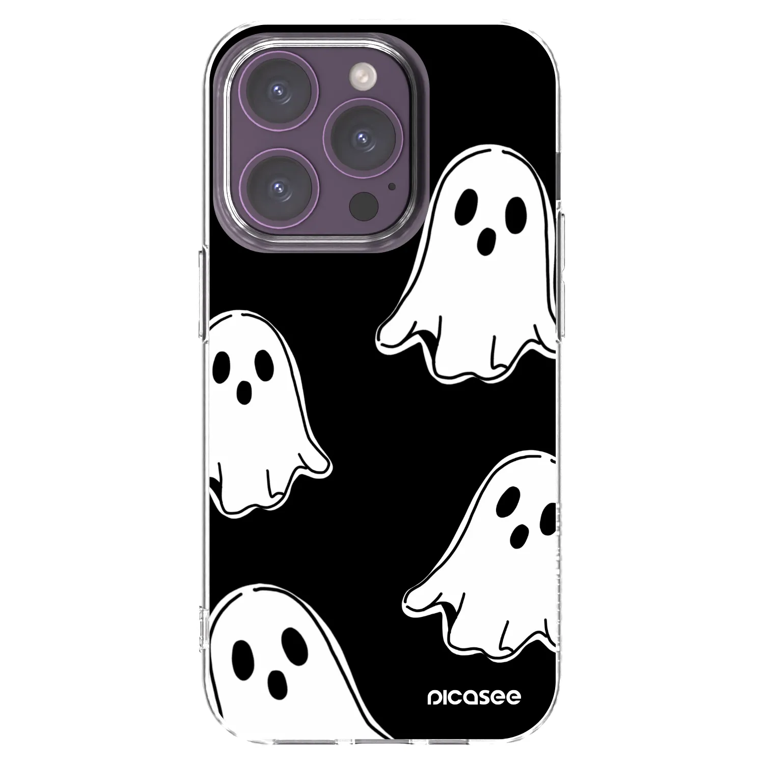 Picasee silikónový prehľadný obal pre Apple iPhone 14 Pro - Black ghosts