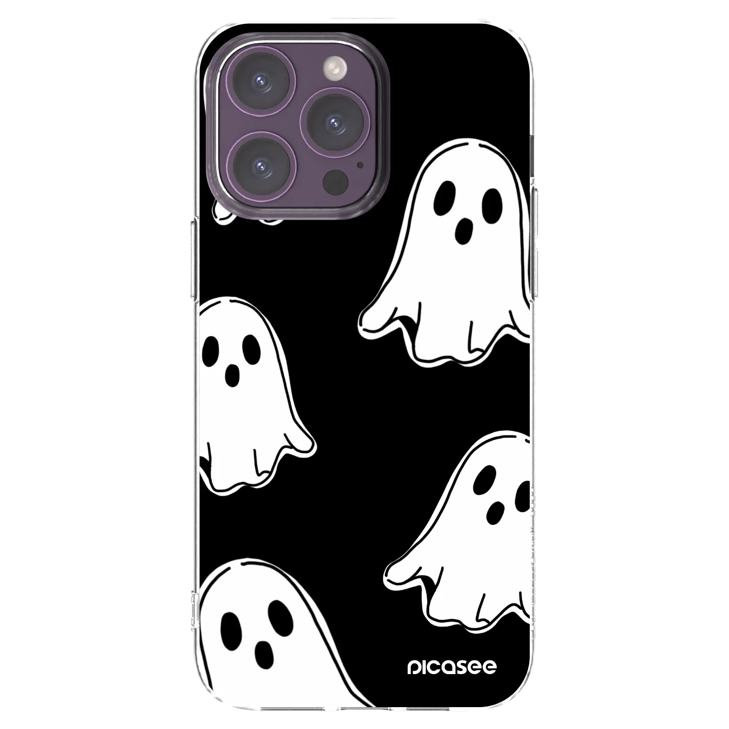 Picasee silikónový prehľadný obal pre Apple iPhone 14 Pro Max - Black ghosts