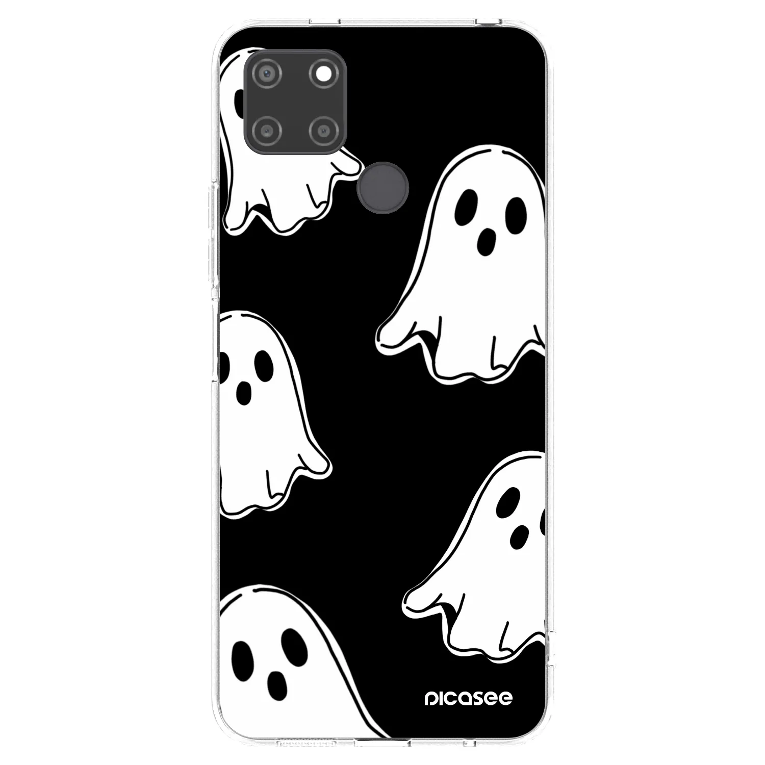Picasee silikónový prehľadný obal pre Realme C21Y - Black ghosts