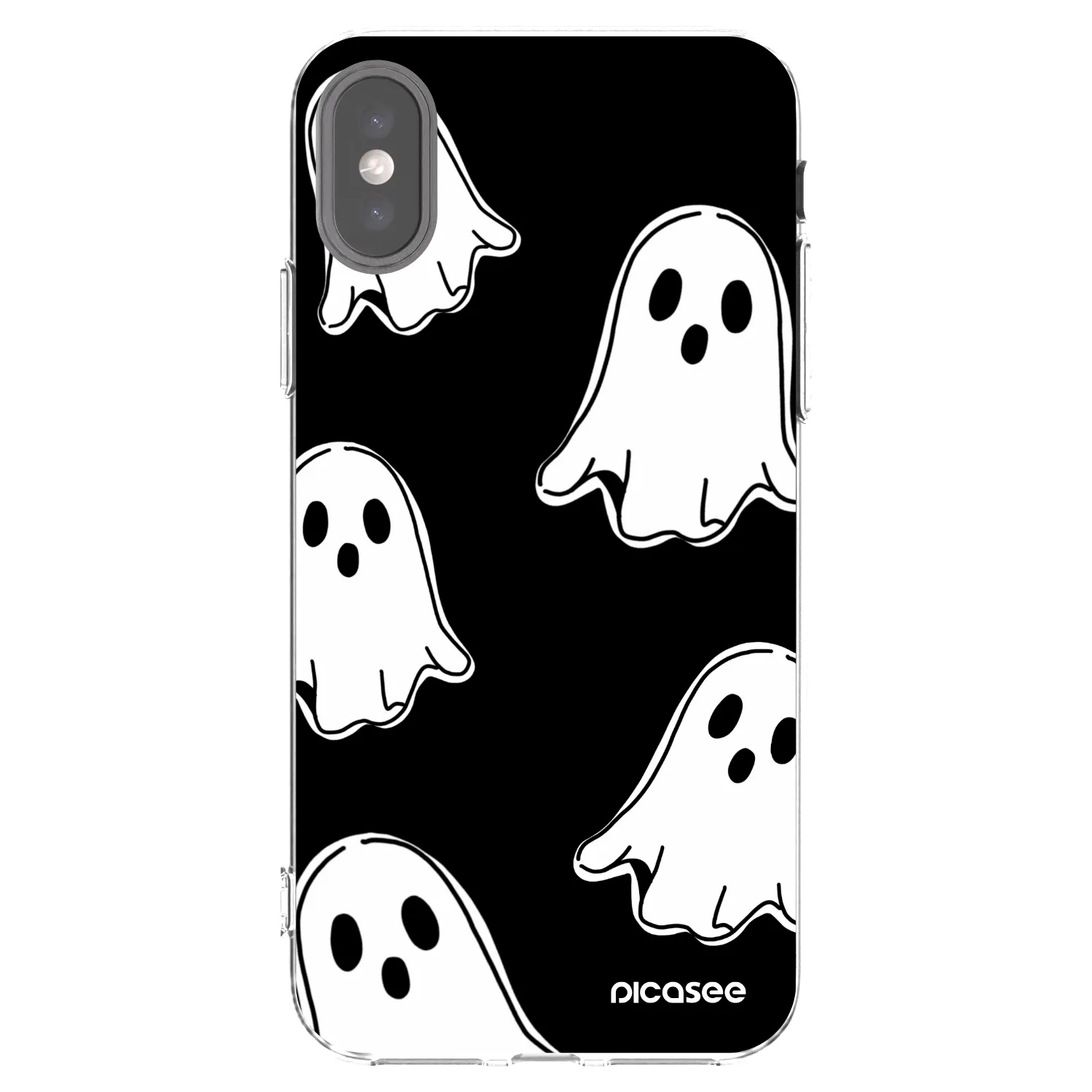 Picasee silikónový prehľadný obal pre Apple iPhone X/XS - Black ghosts