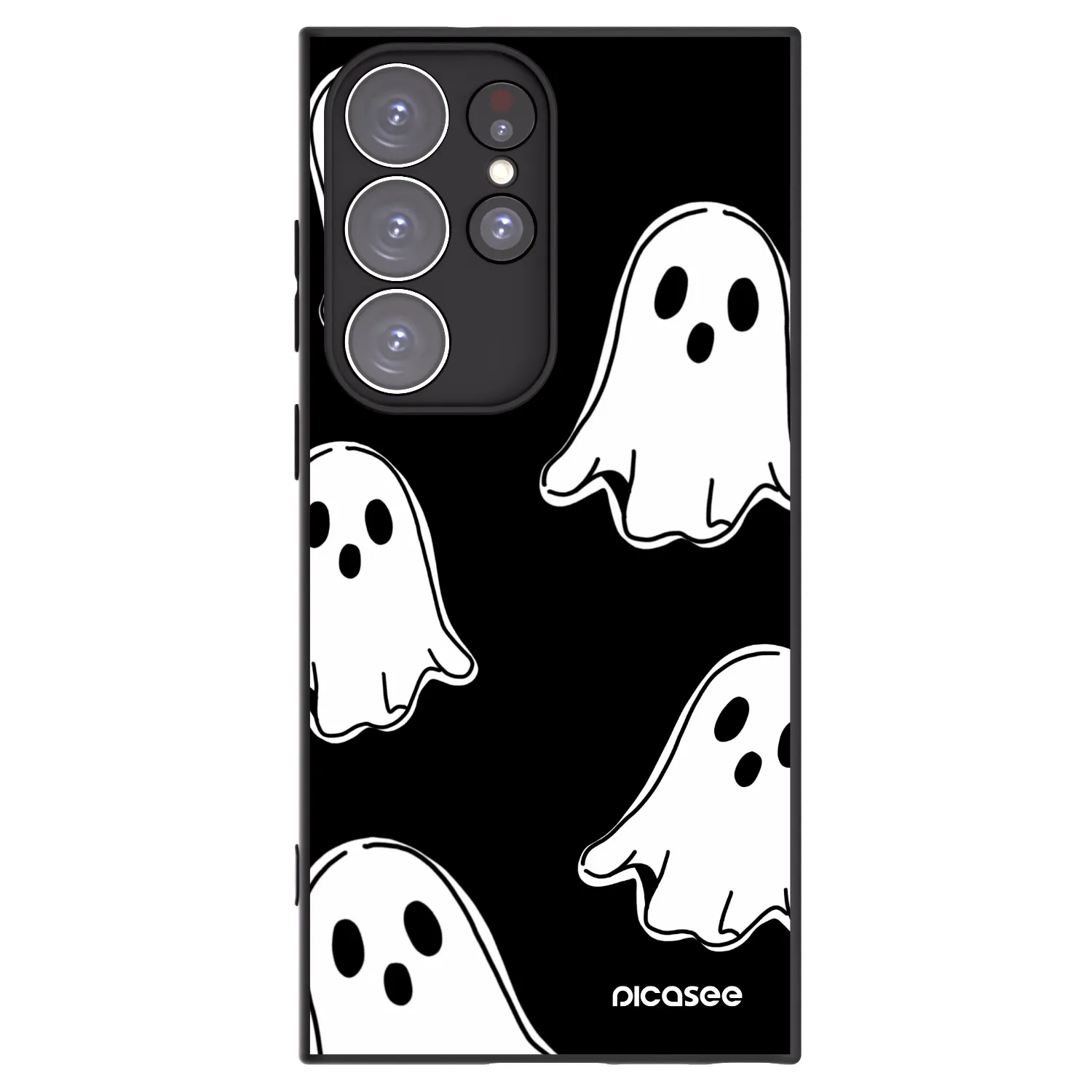 Picasee silikónový čierny obal pre Samsung Galaxy S23 Ultra 5G - Black ghosts