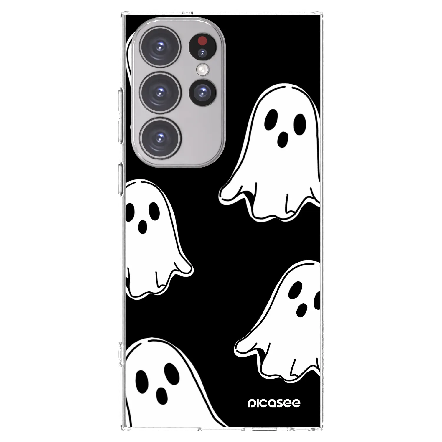 Picasee silikónový prehľadný obal pre Samsung Galaxy S23 Ultra 5G - Black ghosts