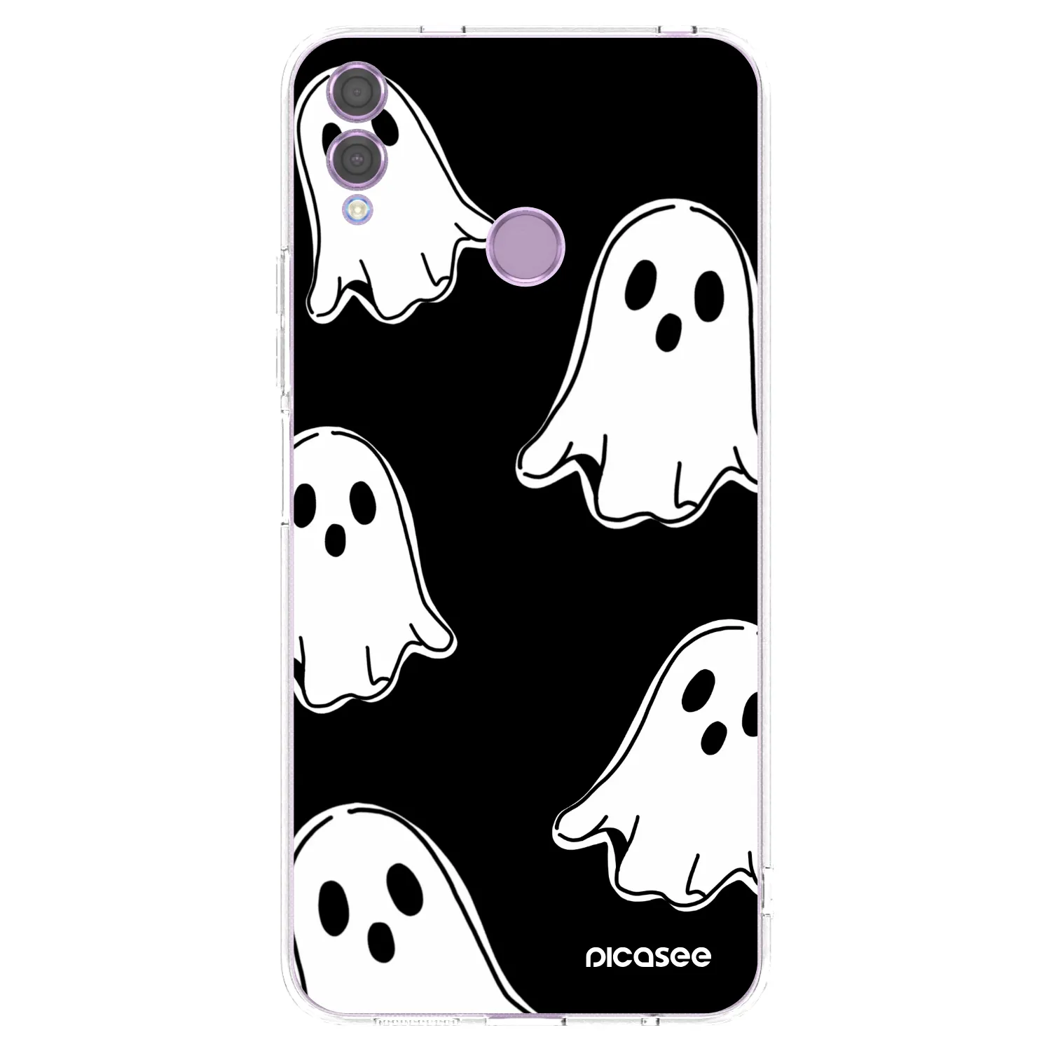 Picasee silikónový prehľadný obal pre Honor 8X - Black ghosts