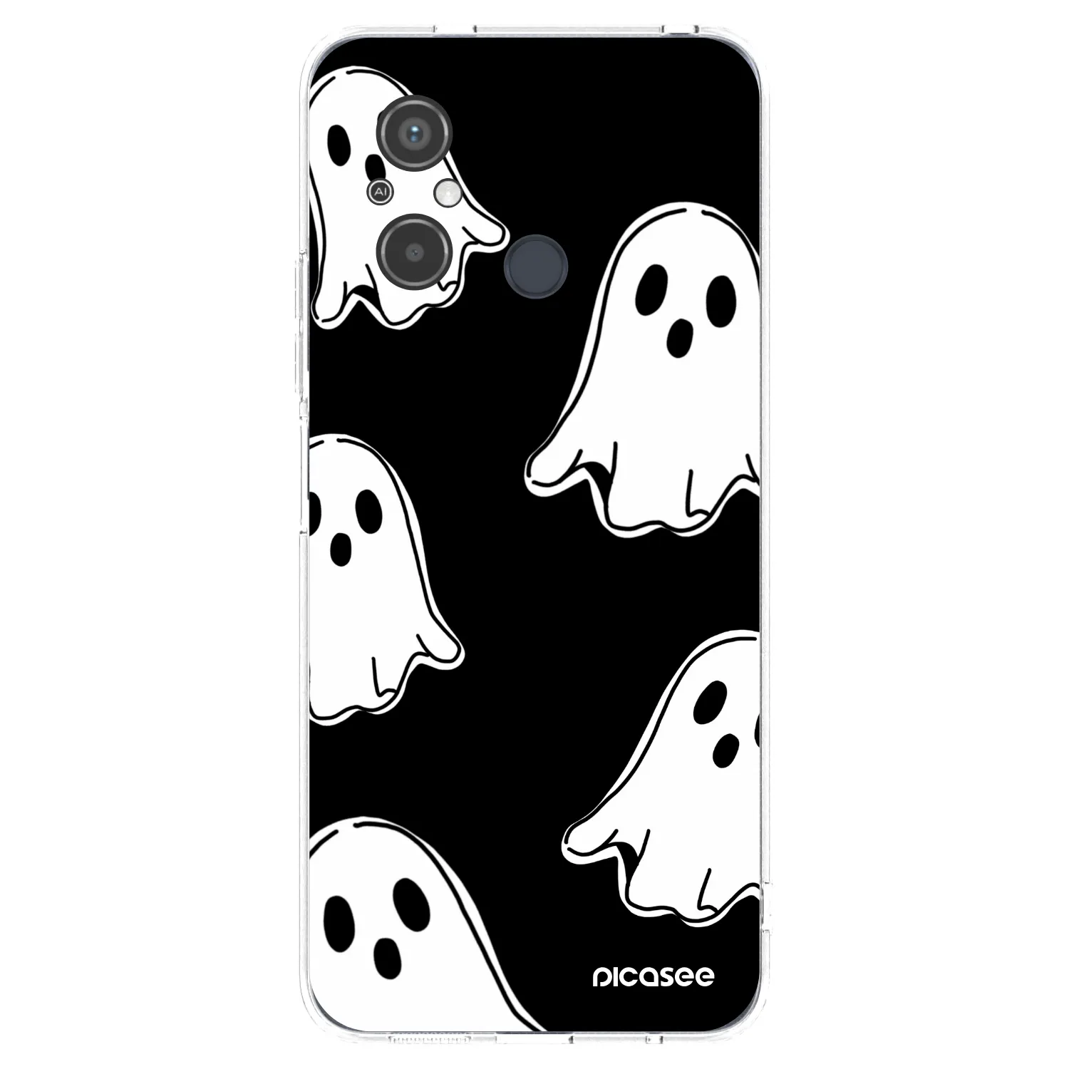 Picasee silikónový prehľadný obal pre Xiaomi Redmi 12C - Black ghosts