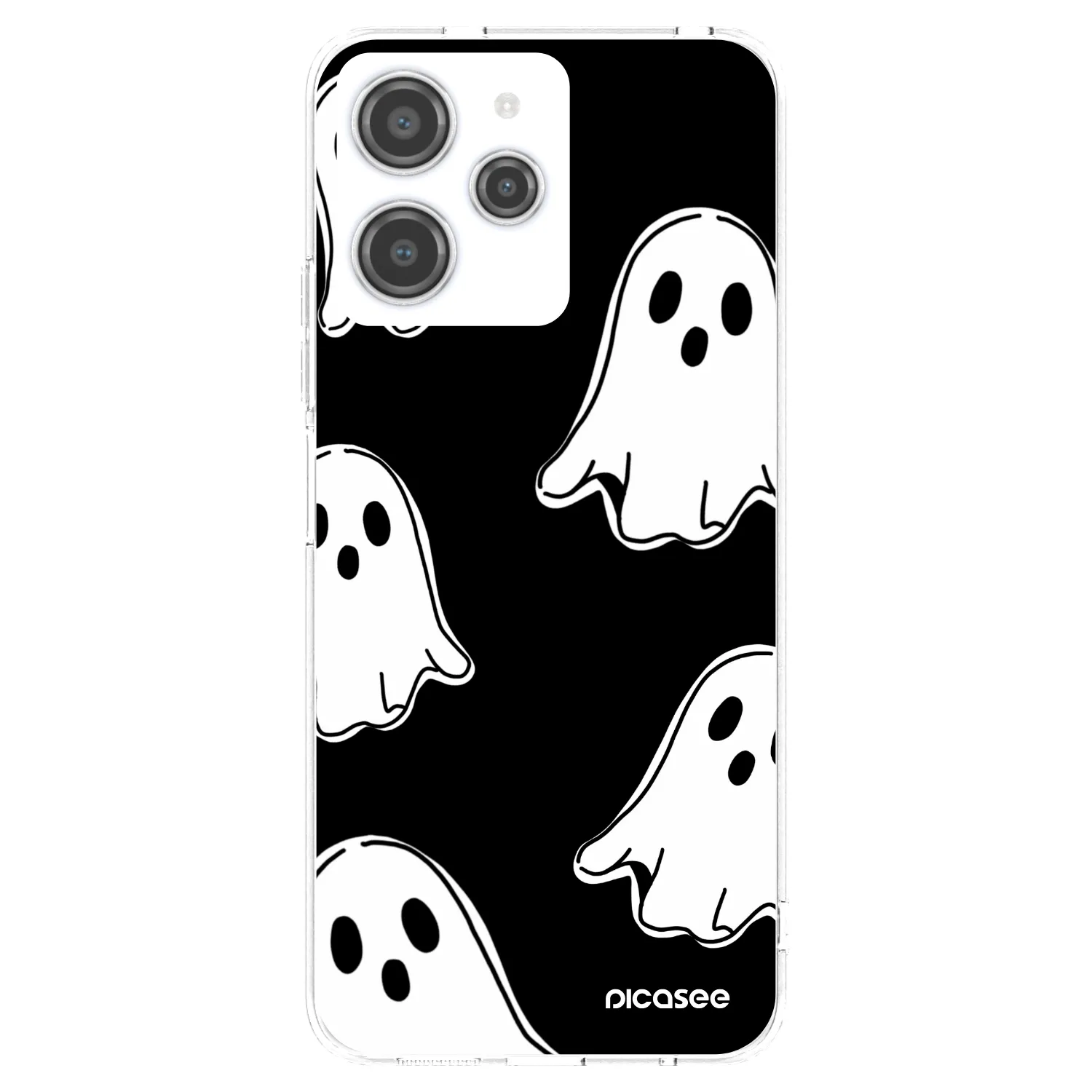 Picasee silikónový prehľadný obal pre Xiaomi Redmi 12 4G - Black ghosts