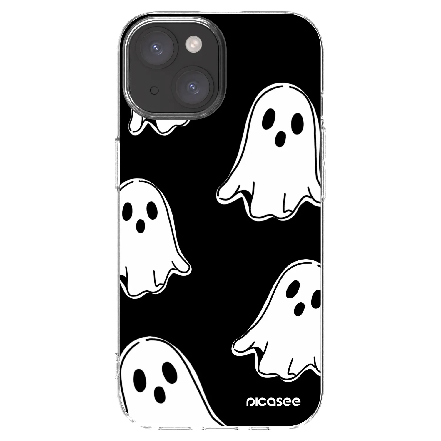 Picasee silikónový prehľadný obal pre Apple iPhone 15 - Black ghosts