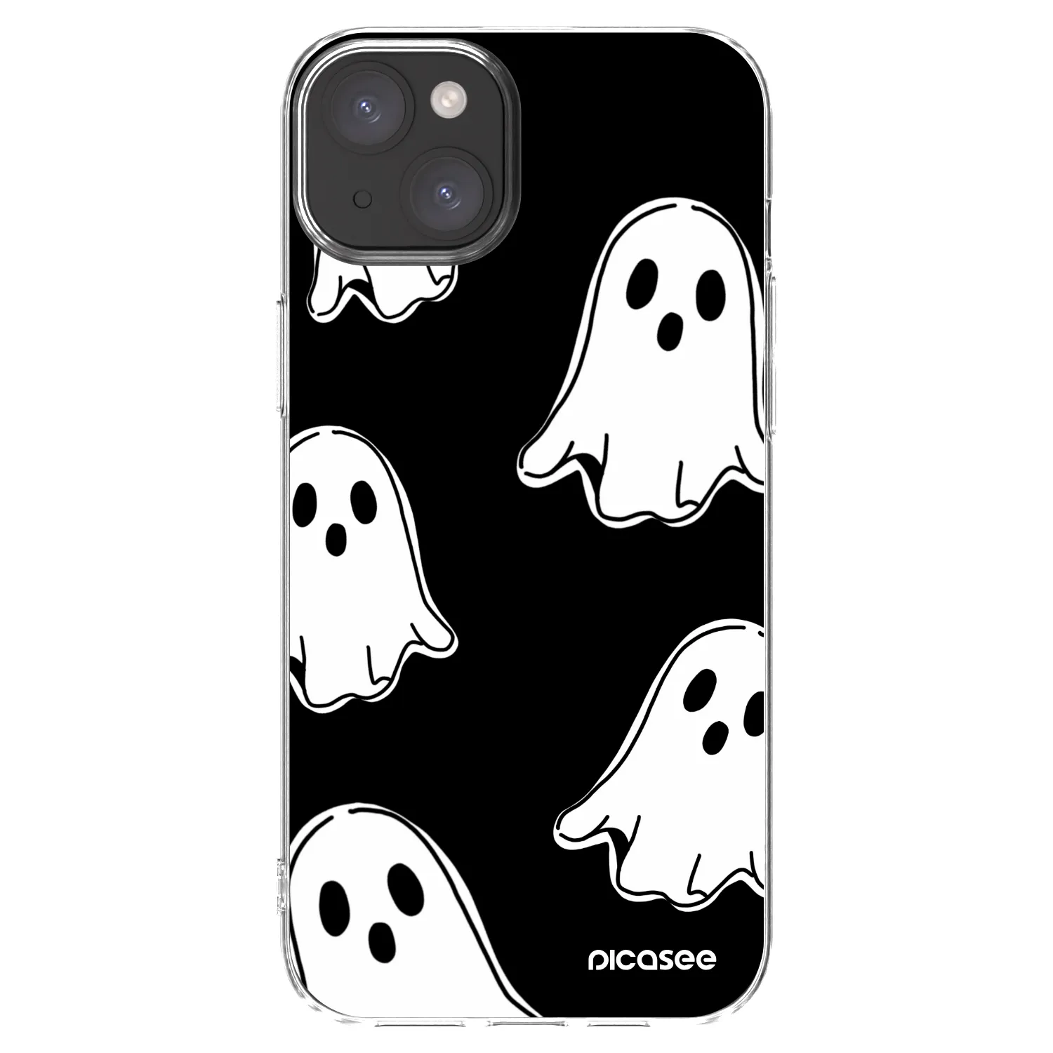 Picasee silikónový prehľadný obal pre Apple iPhone 15 Plus - Black ghosts
