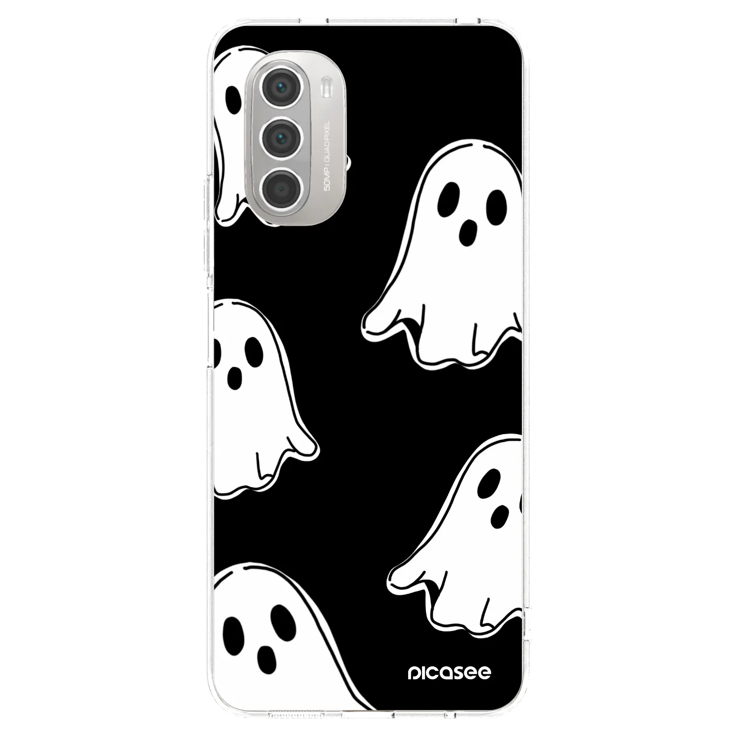 Picasee silikónový prehľadný obal pre Motorola Moto G51 - Black ghosts