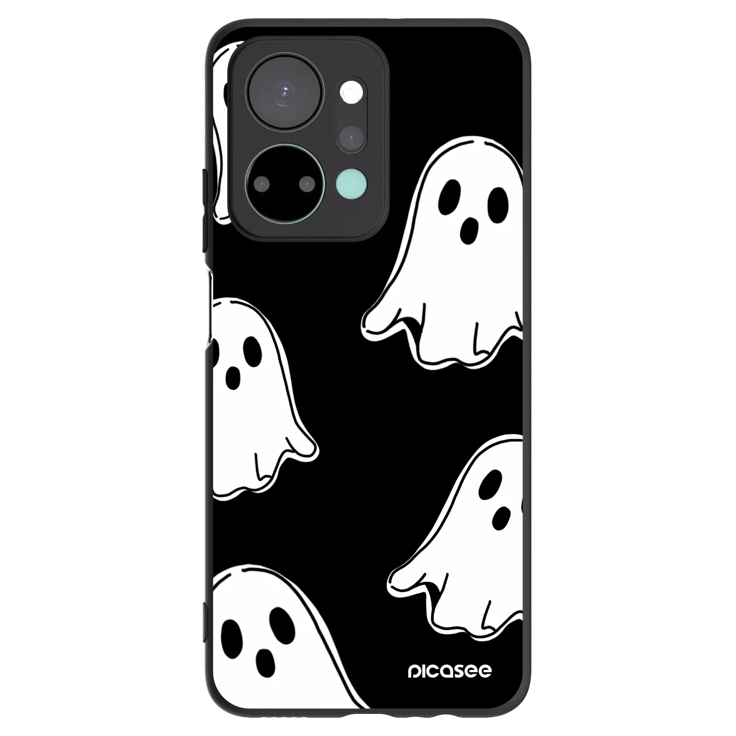 Picasee silikónový čierny obal pre Honor X7a - Black ghosts