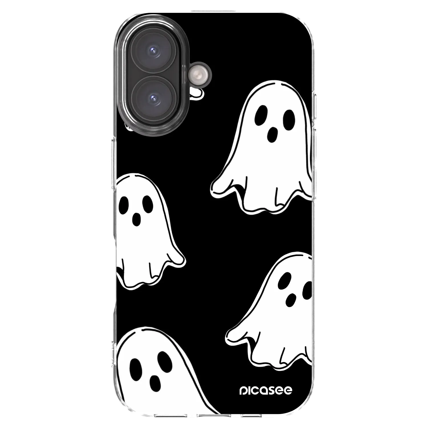 Picasee silikónový prehľadný obal pre Apple iPhone 16 - Black ghosts