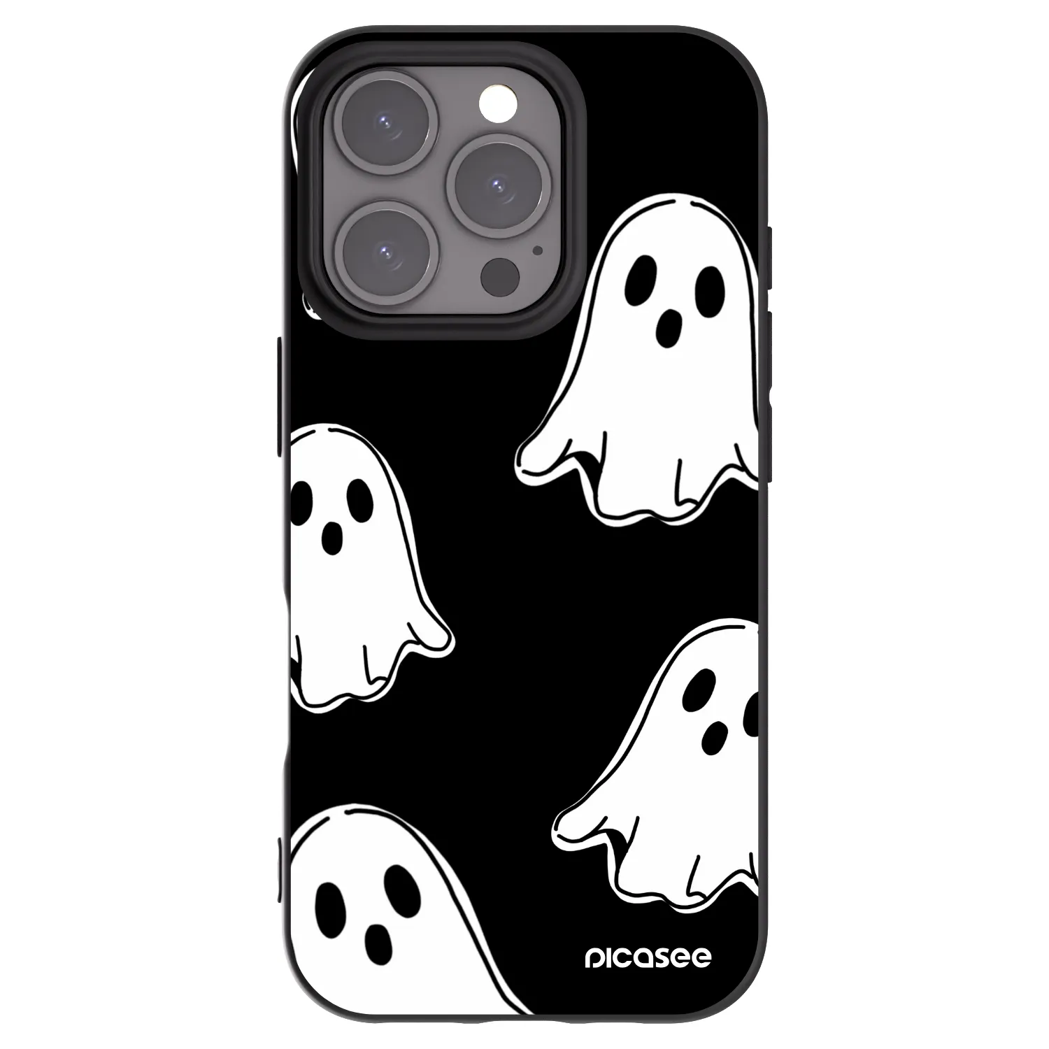 Picasee silikónový čierny obal pre Apple iPhone 16 Pro - Black ghosts