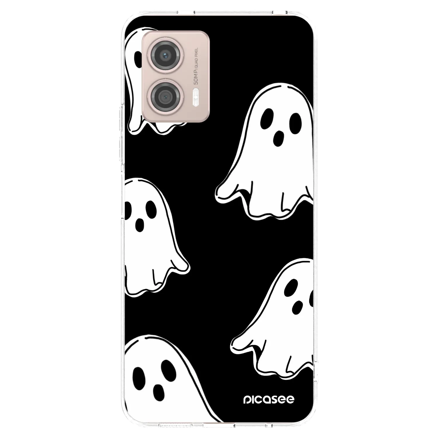 Picasee silikónový prehľadný obal pre Motorola Moto G53 5G - Black ghosts