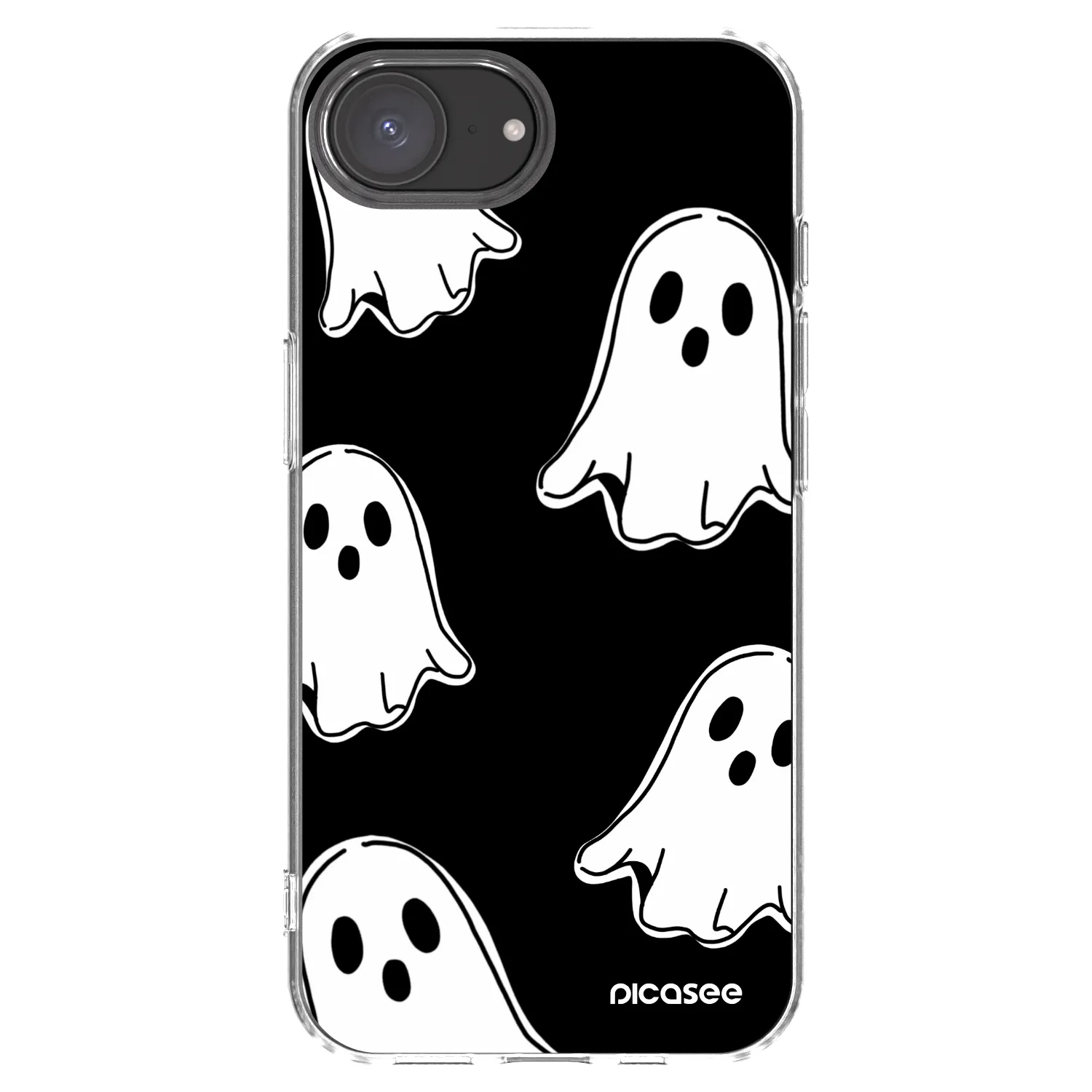 Picasee silikónový prehľadný obal pre Apple iPhone 16e - Black ghosts